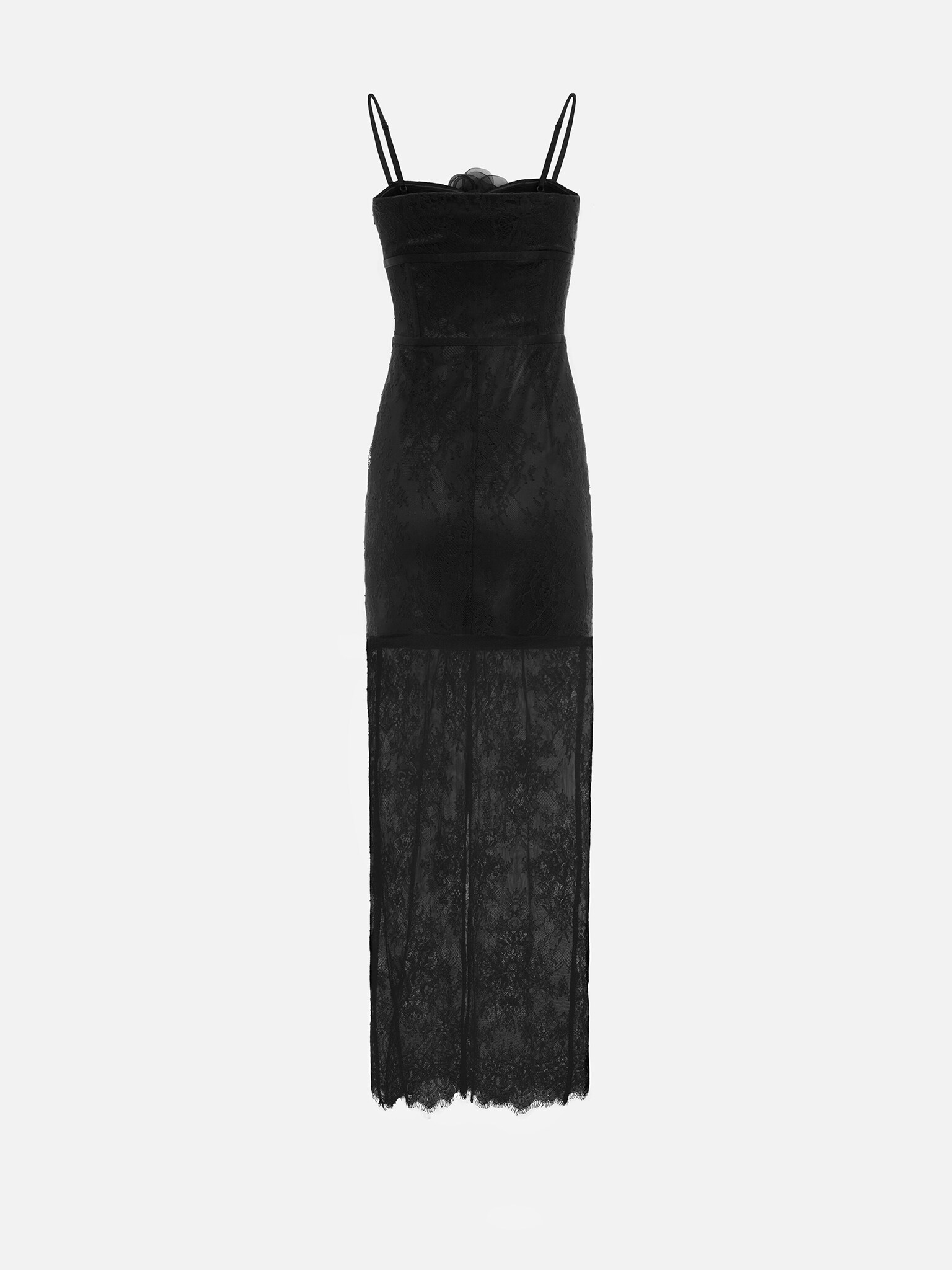 Кружевное платье макси с бантом на лифе