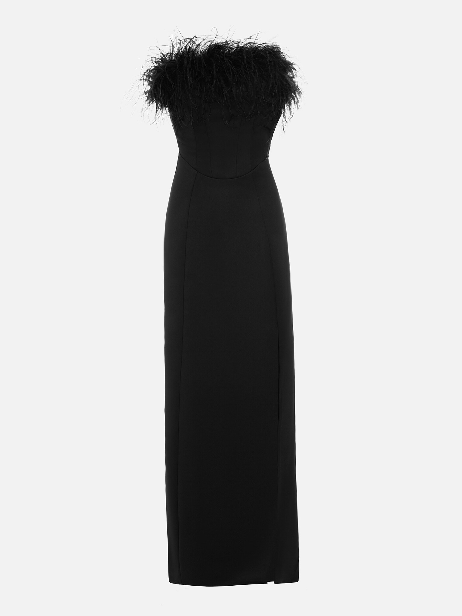 Strapless Maxi Dress With Feather Decor LICHI Online Fashion Store strapless-maxi-dress-with-feather-decor-lichi-online-fashion-store