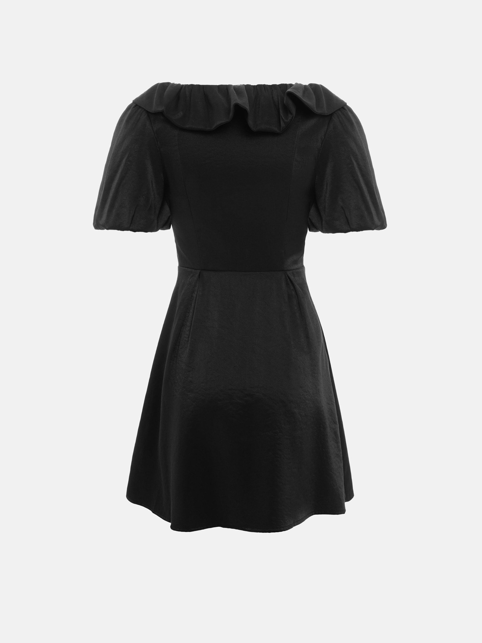 Shiny mini dress with lace-up waistline