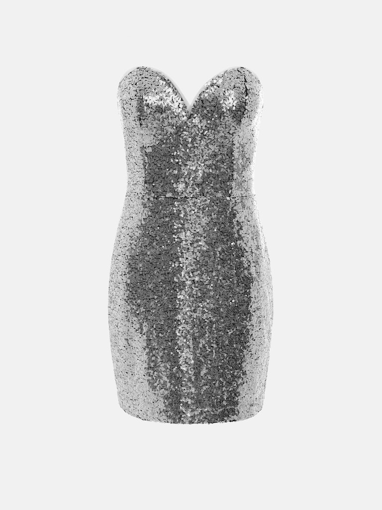 Strapless sequin mini dress