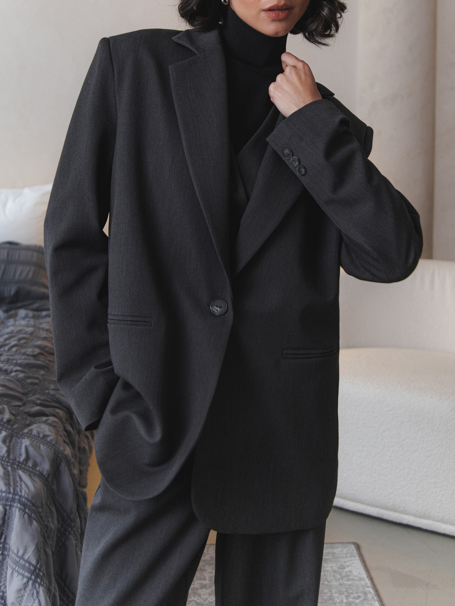 Single-breasted oversize jacket in suiting fabric