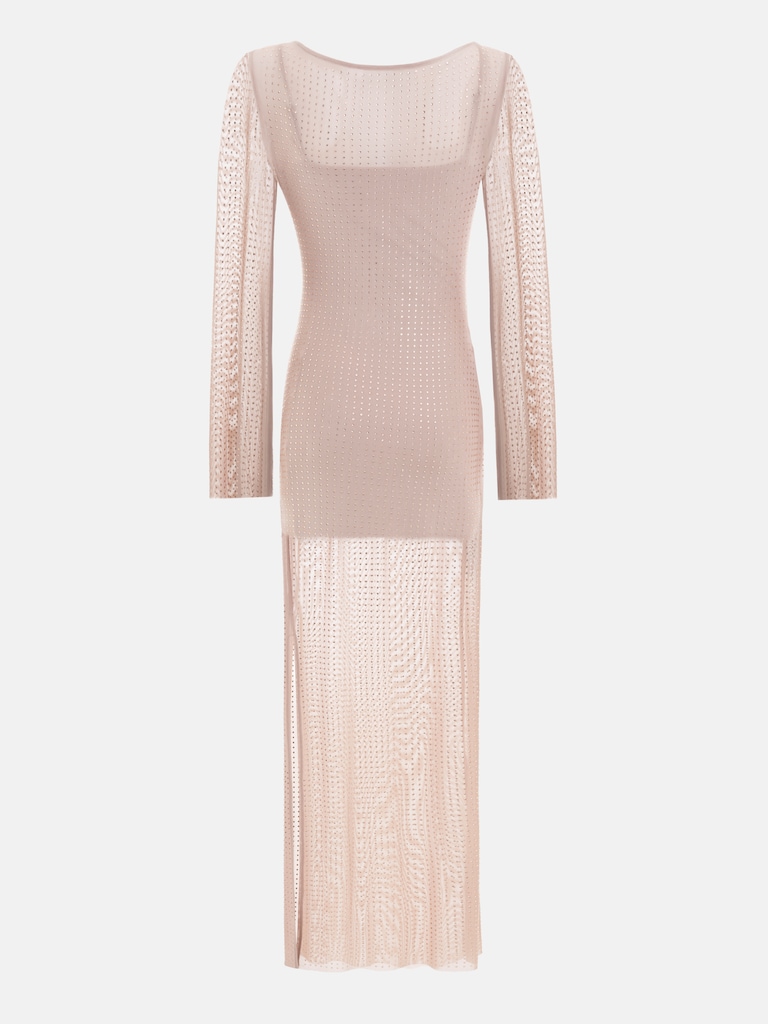 Robe maxi semi-transparente couverte de strass