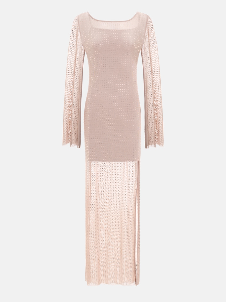 Robe maxi semi-transparente couverte de strass
