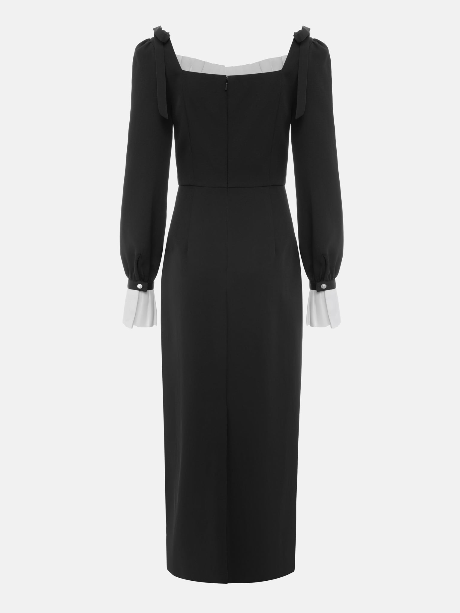 Fitted maxi dress with contrasting inserts and buttons