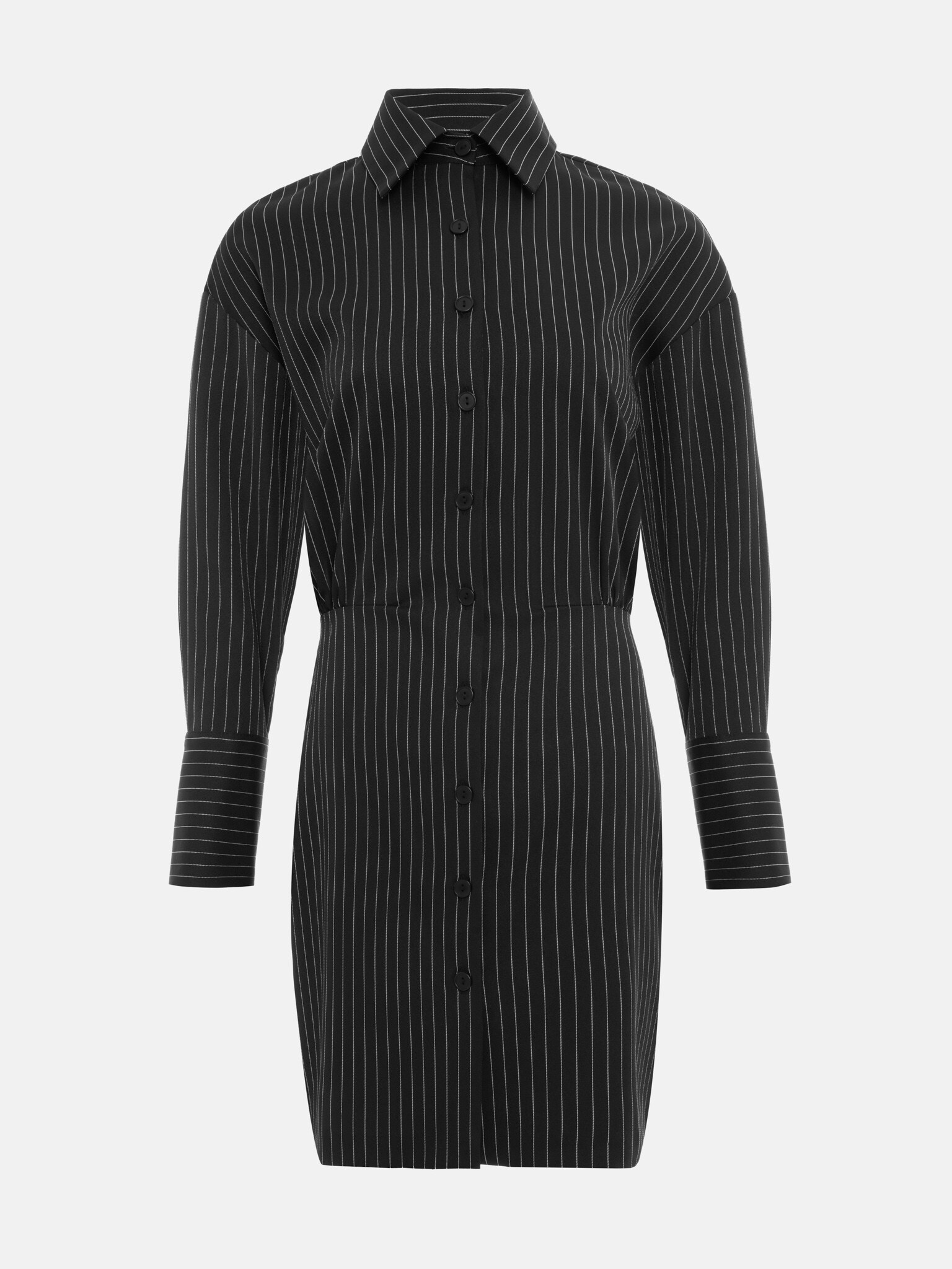 Платье-рубашка мини в тонкую полоску