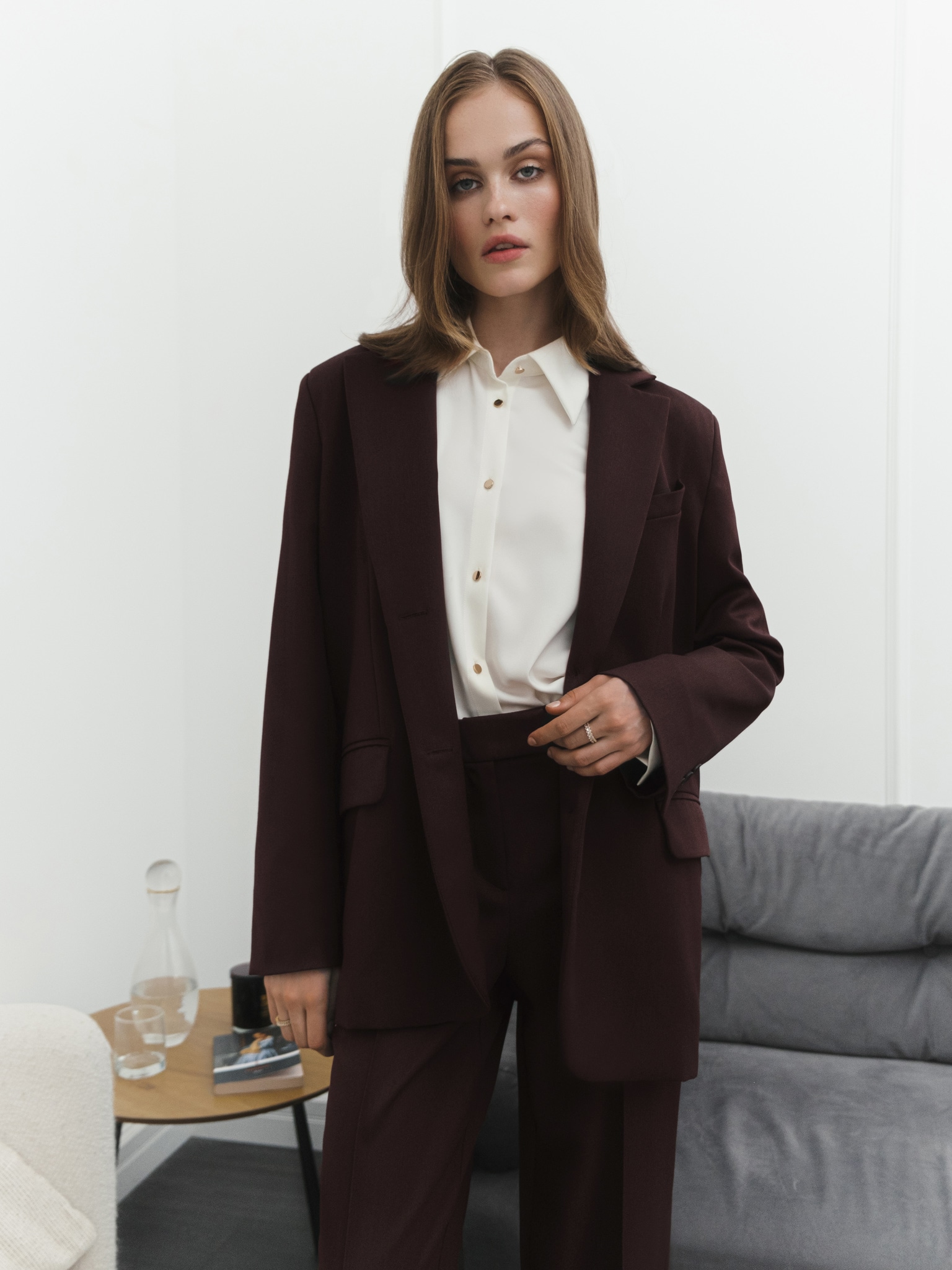 Asymmetrische einreihige Jacke