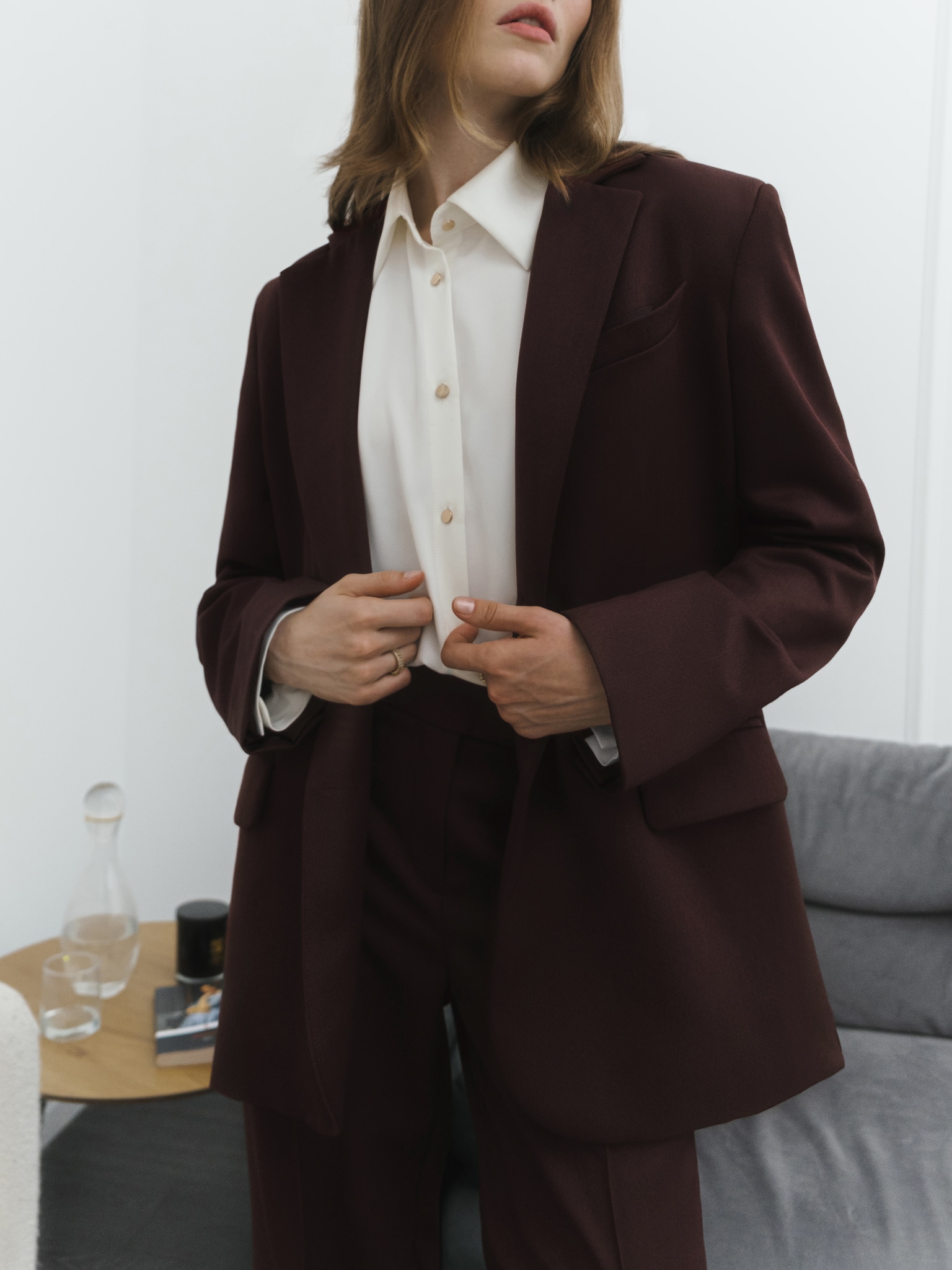 Asymmetrische einreihige Jacke