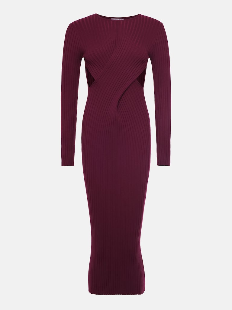 Ribbed midi dress with waist decor :: LICHI - Online fashion store