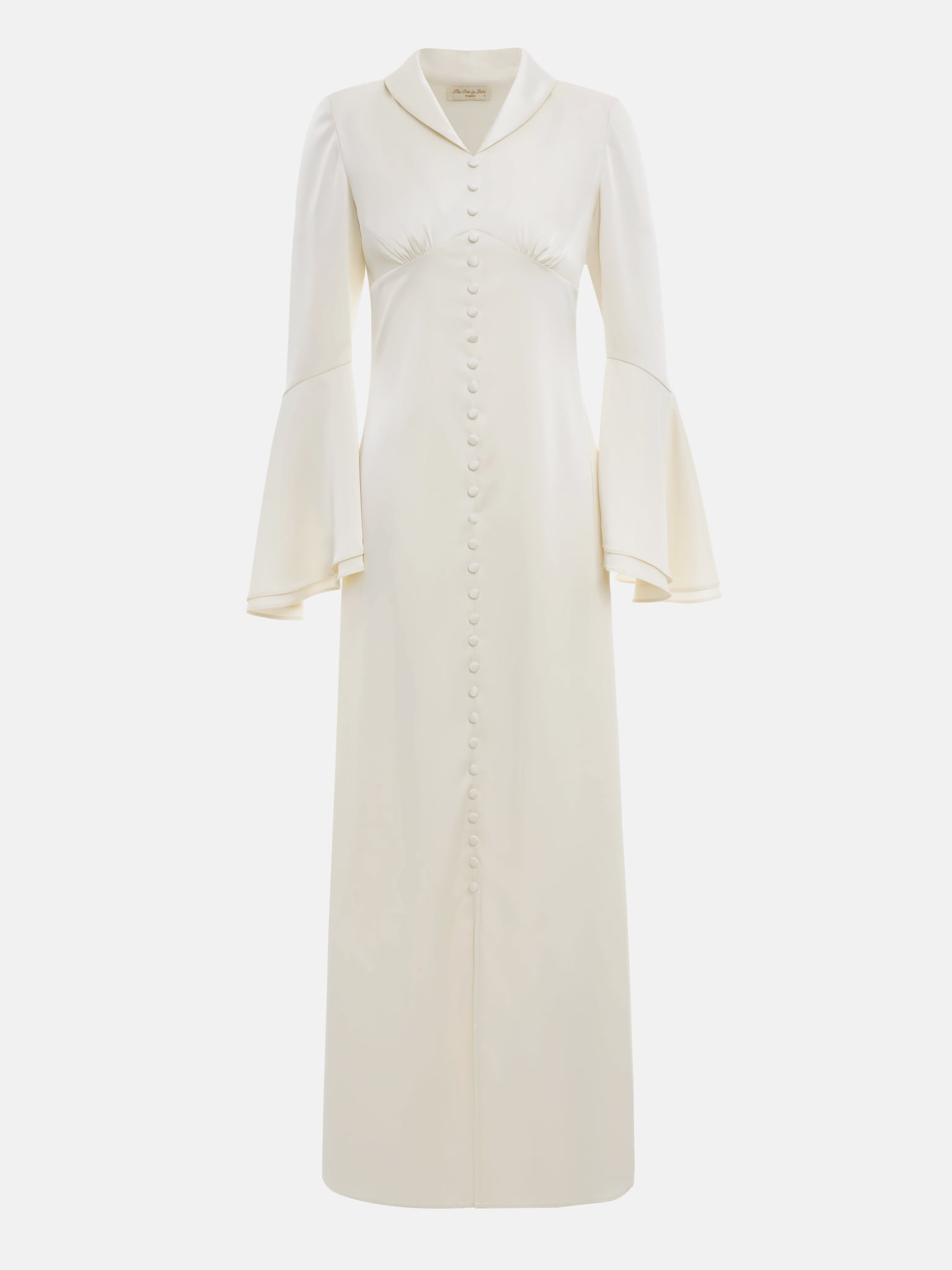 Приталенное платье макси с объемными рукавами