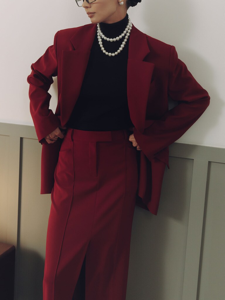 Однобортный жакет оверсайз из костюмной ткани