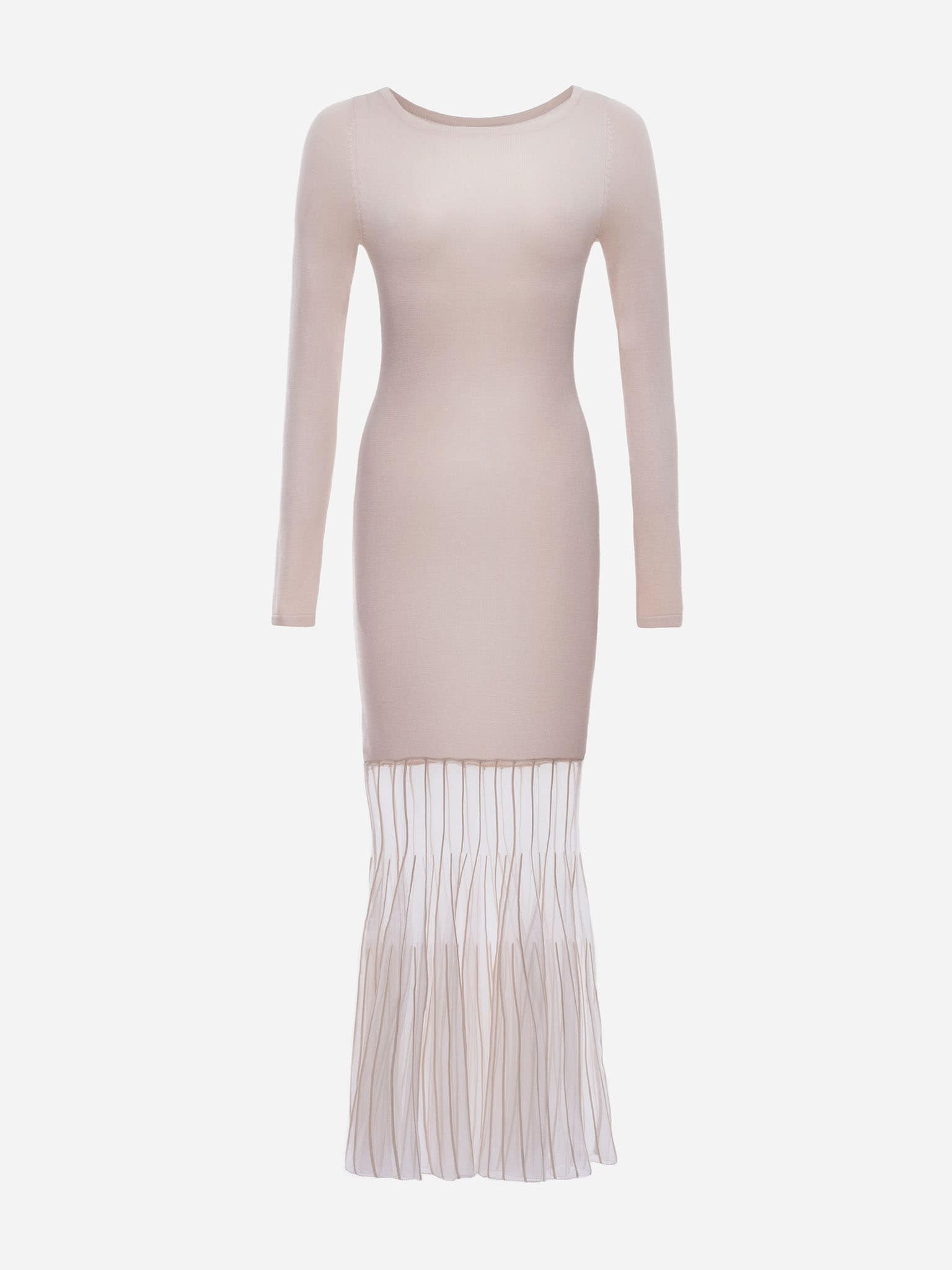 Knitted maxi dress with semi-transparent skirt