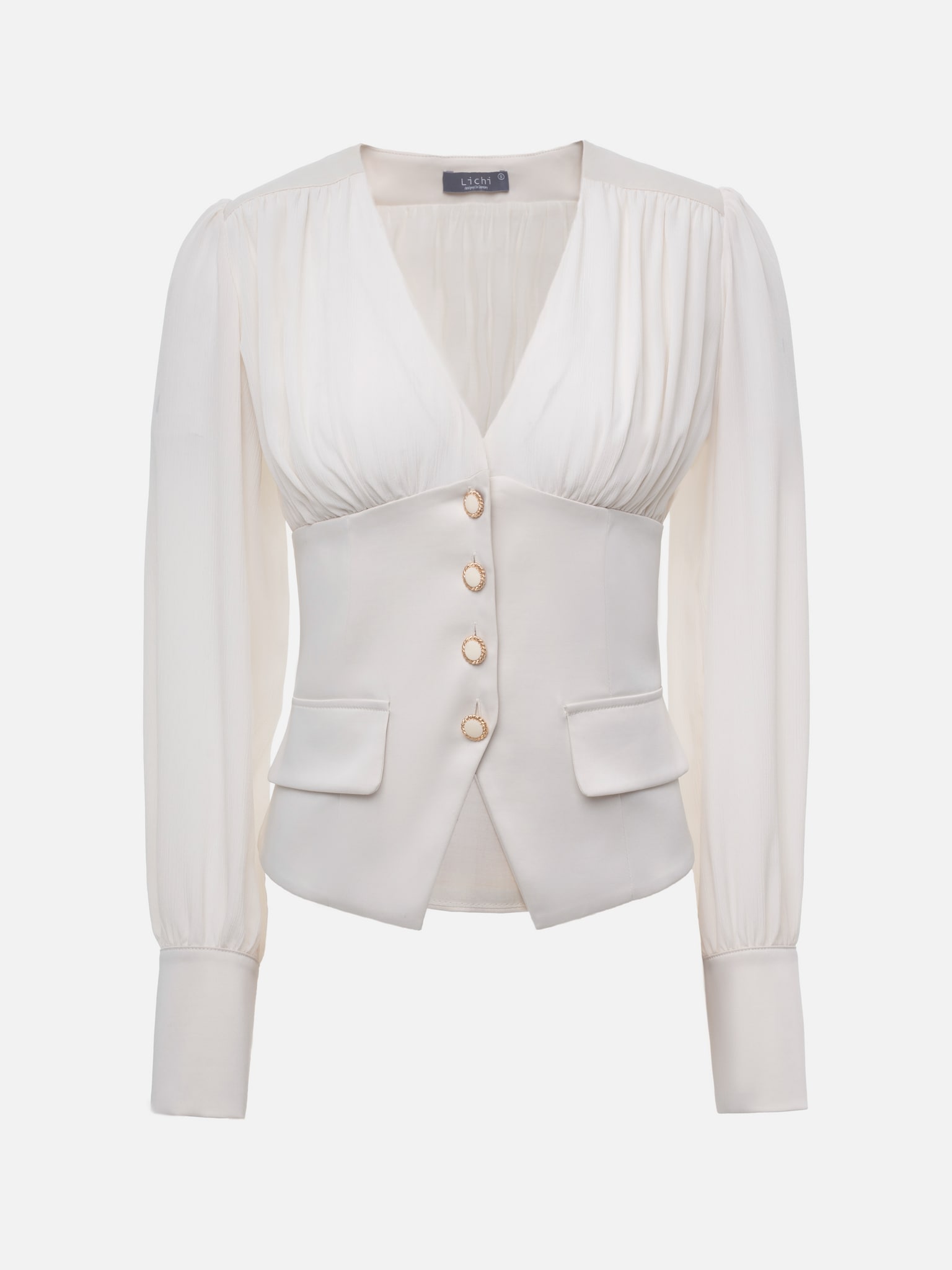 Blouse with a waistband and large button fastening :: LICHI - Online ...