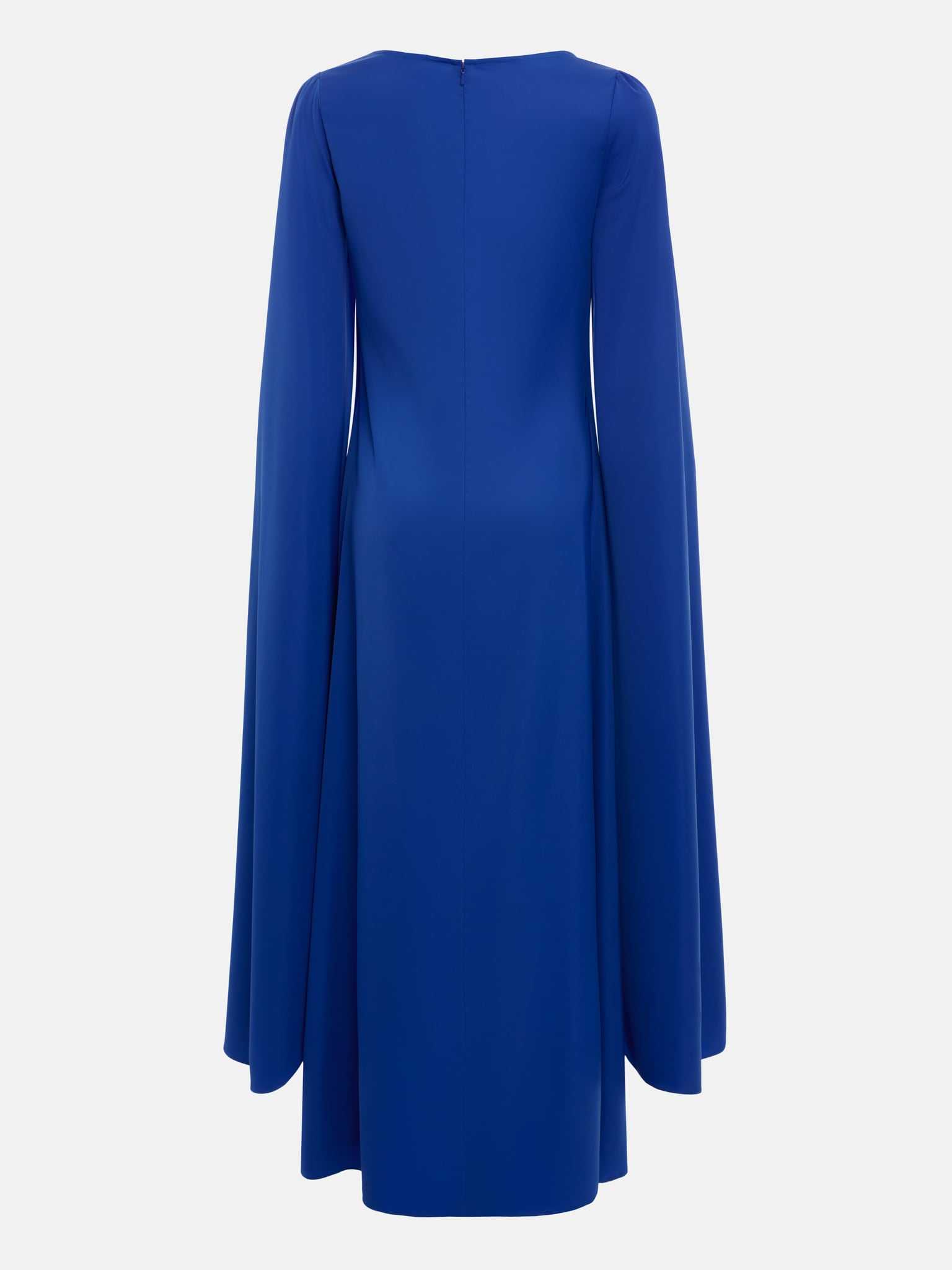 Maxi dress with diagonal gathering at the waist and long sleeves