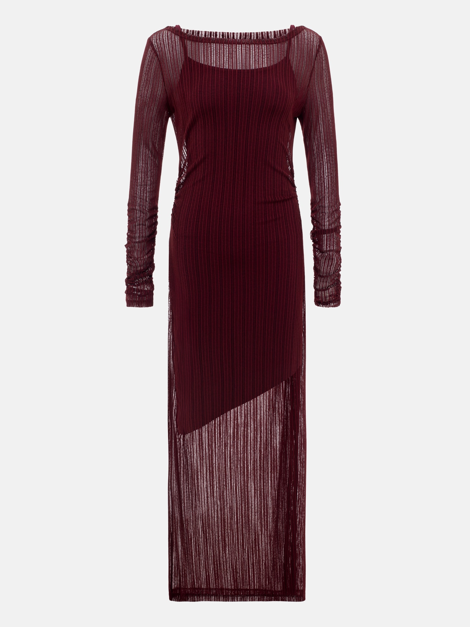 Приталенное платье макси из фактурной полупрозрачной ткани