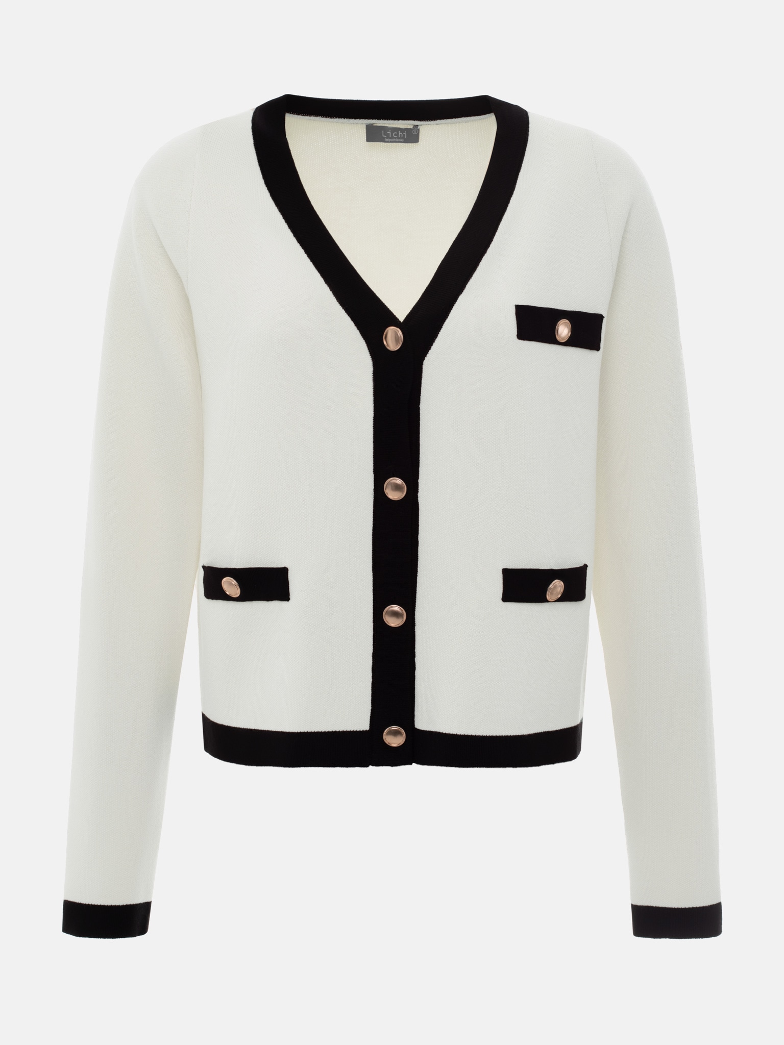 Knitted cardigan with golden buttons