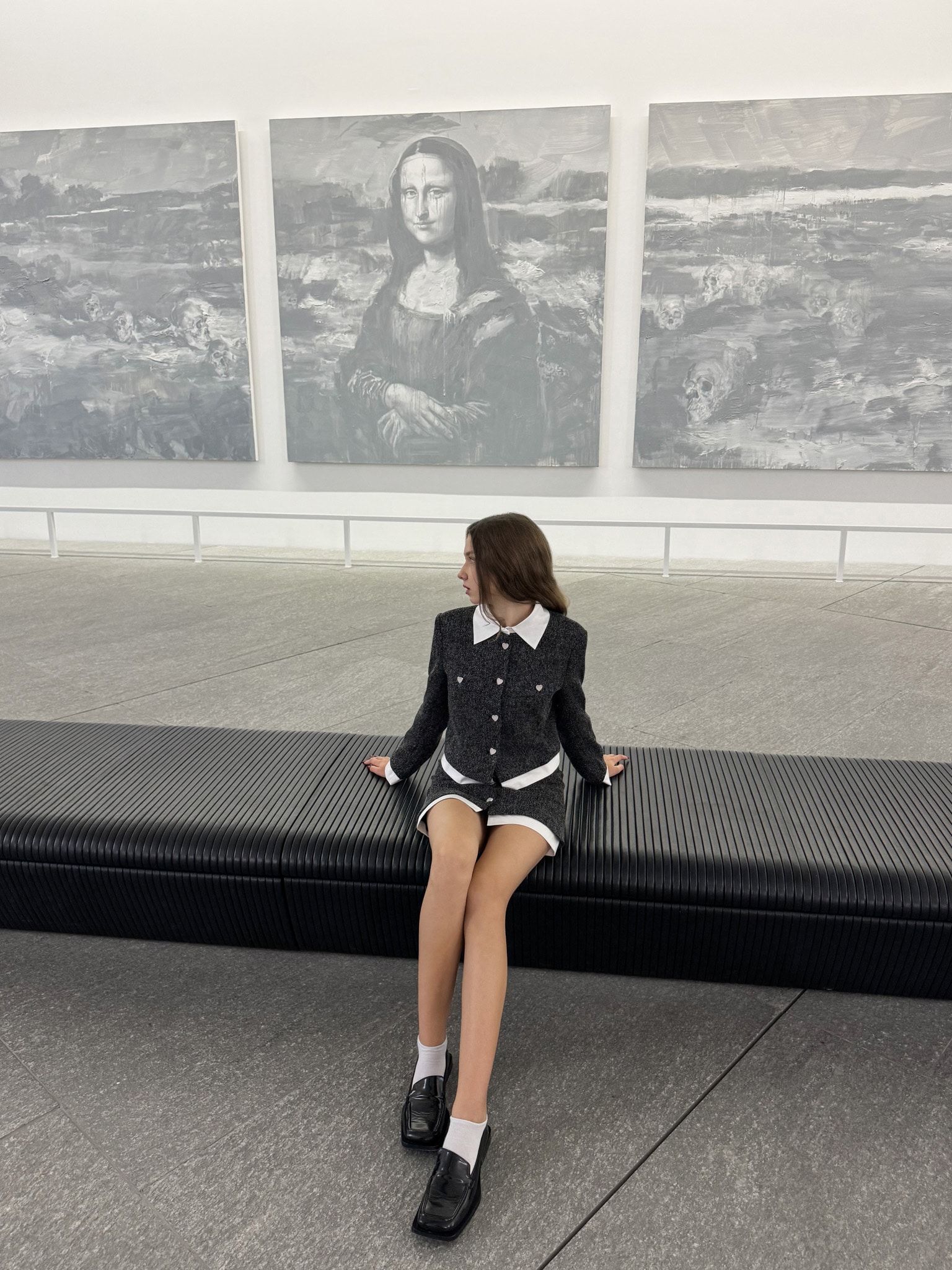 Mini skirt with heart-shaped buttons