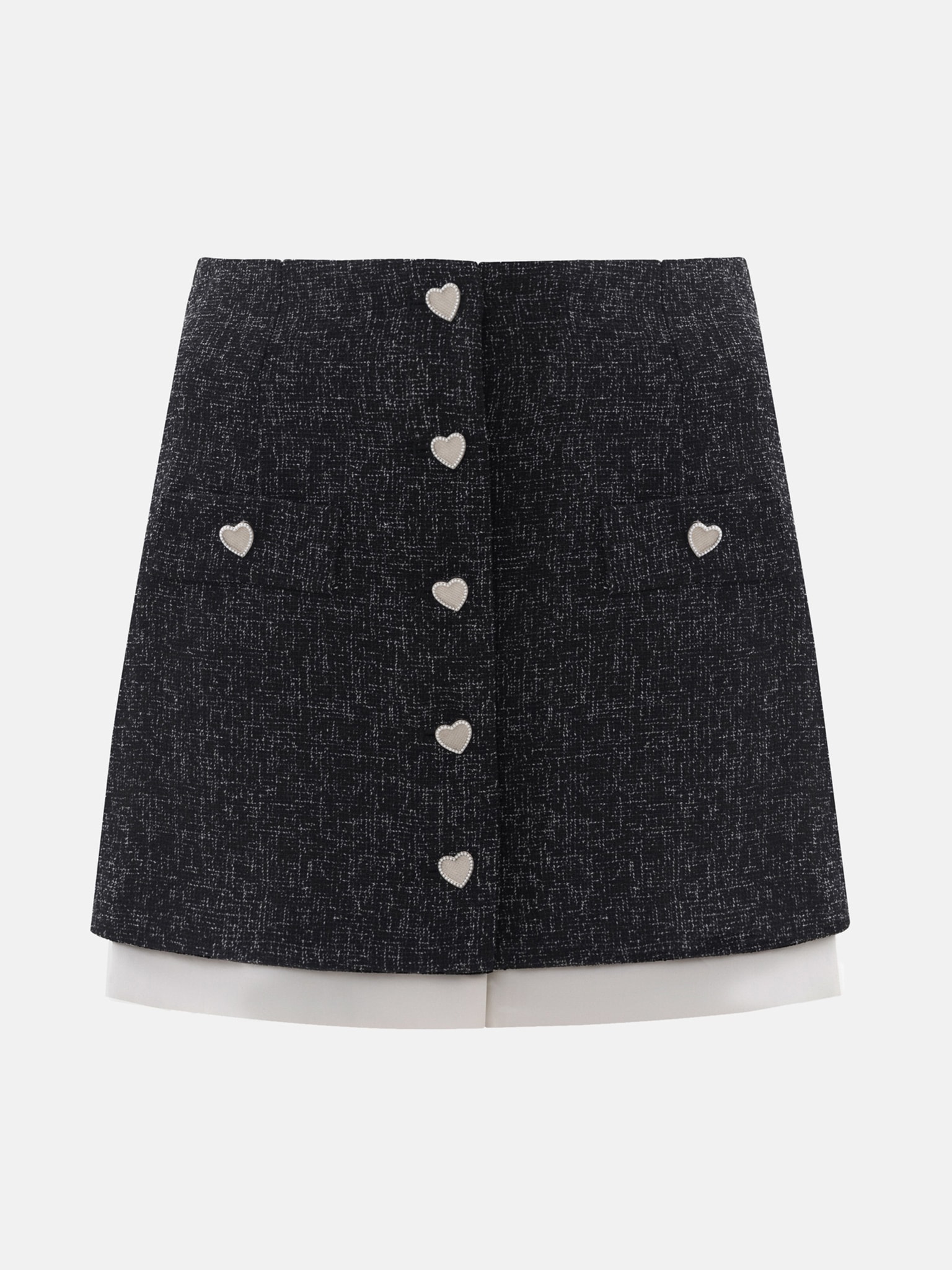 Mini skirt with heart-shaped buttons