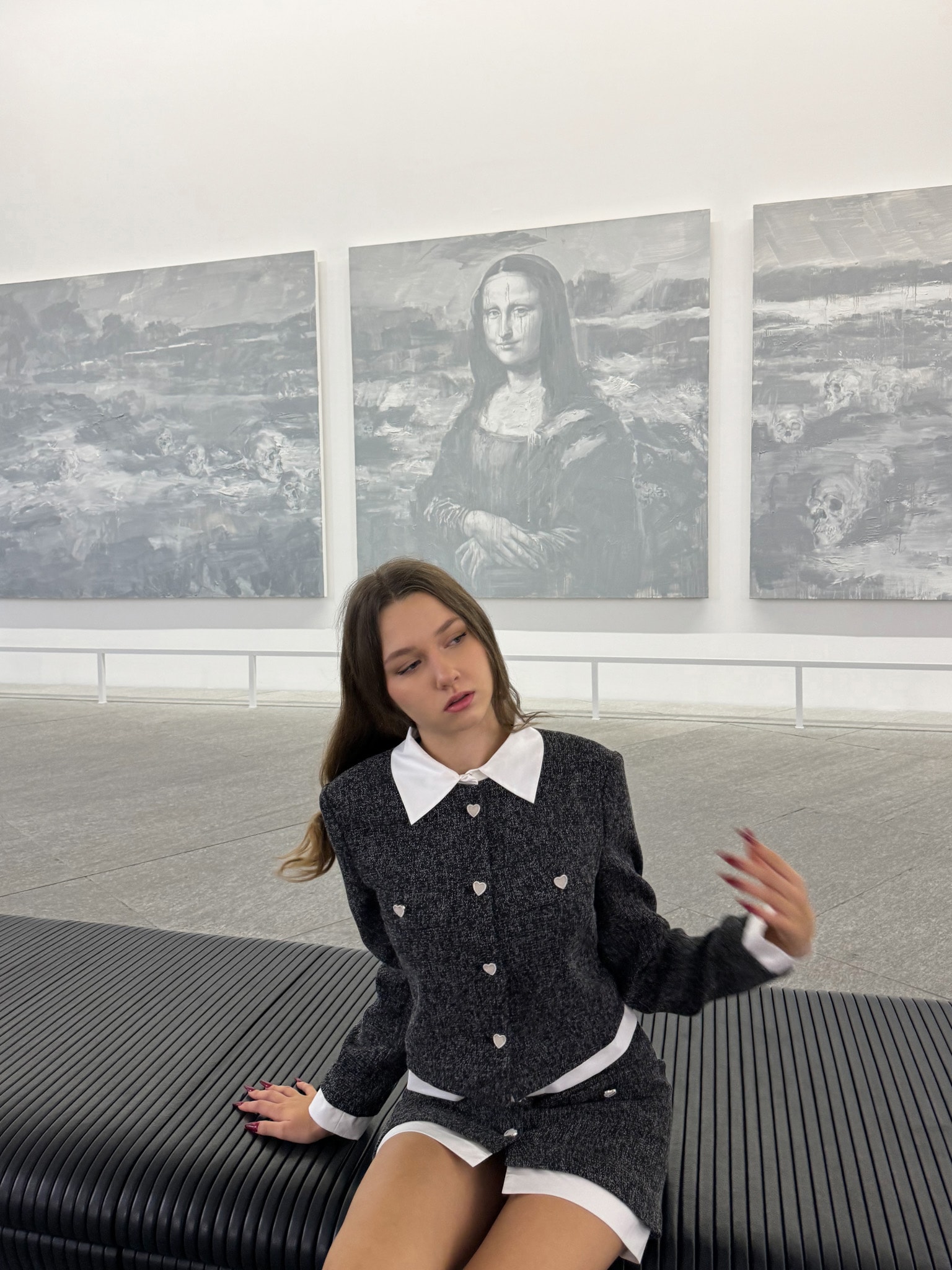 Mini skirt with heart-shaped buttons