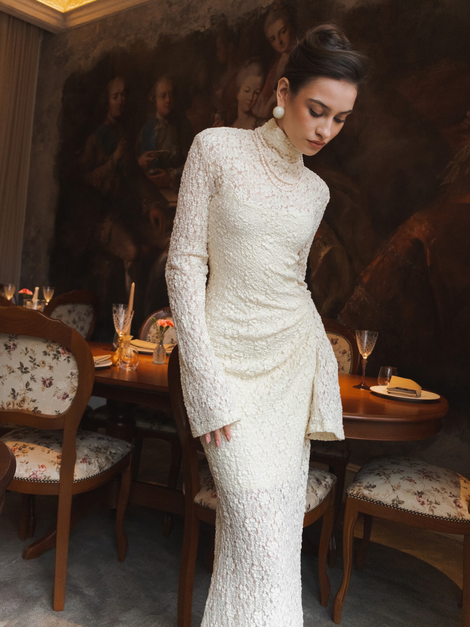 Платье макси из ажурной ткани