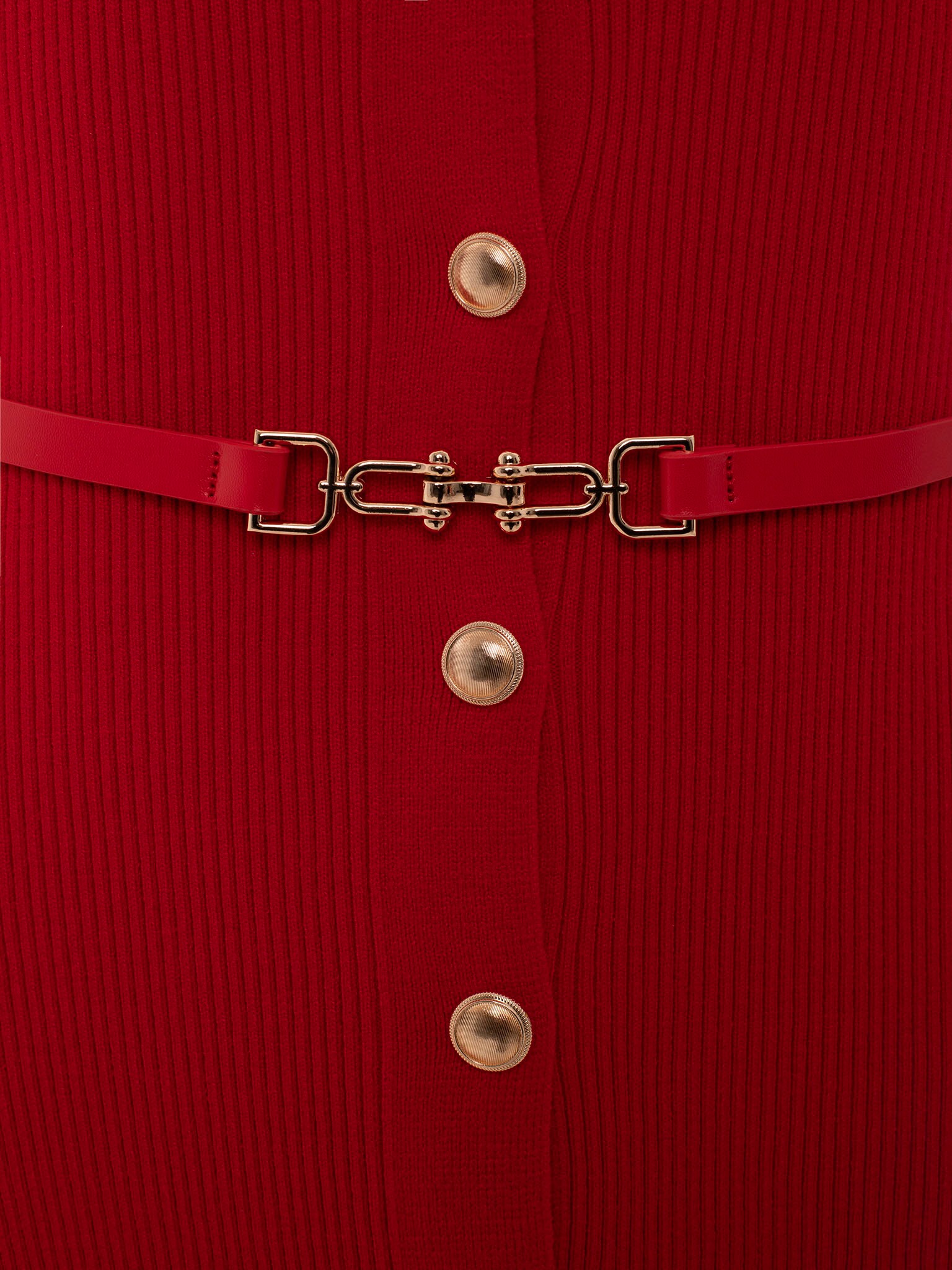 Ribbed knit midi dress with golden fittings