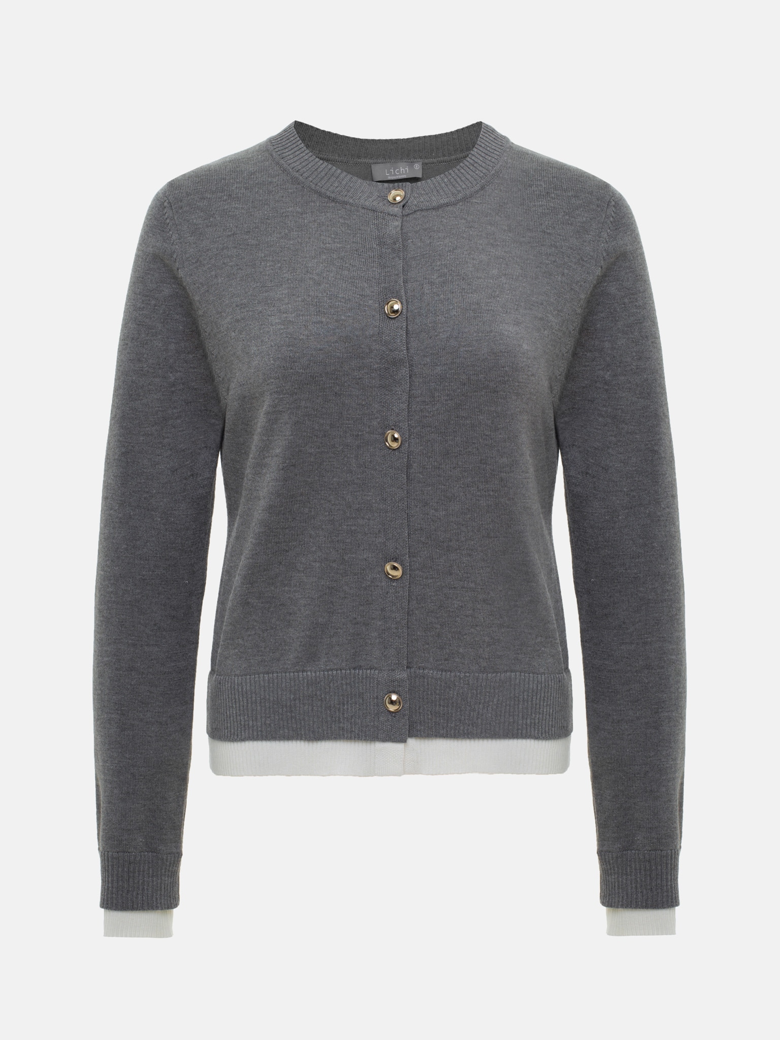 Трикотажный кардиган с контрастными манжетами и нижним краем