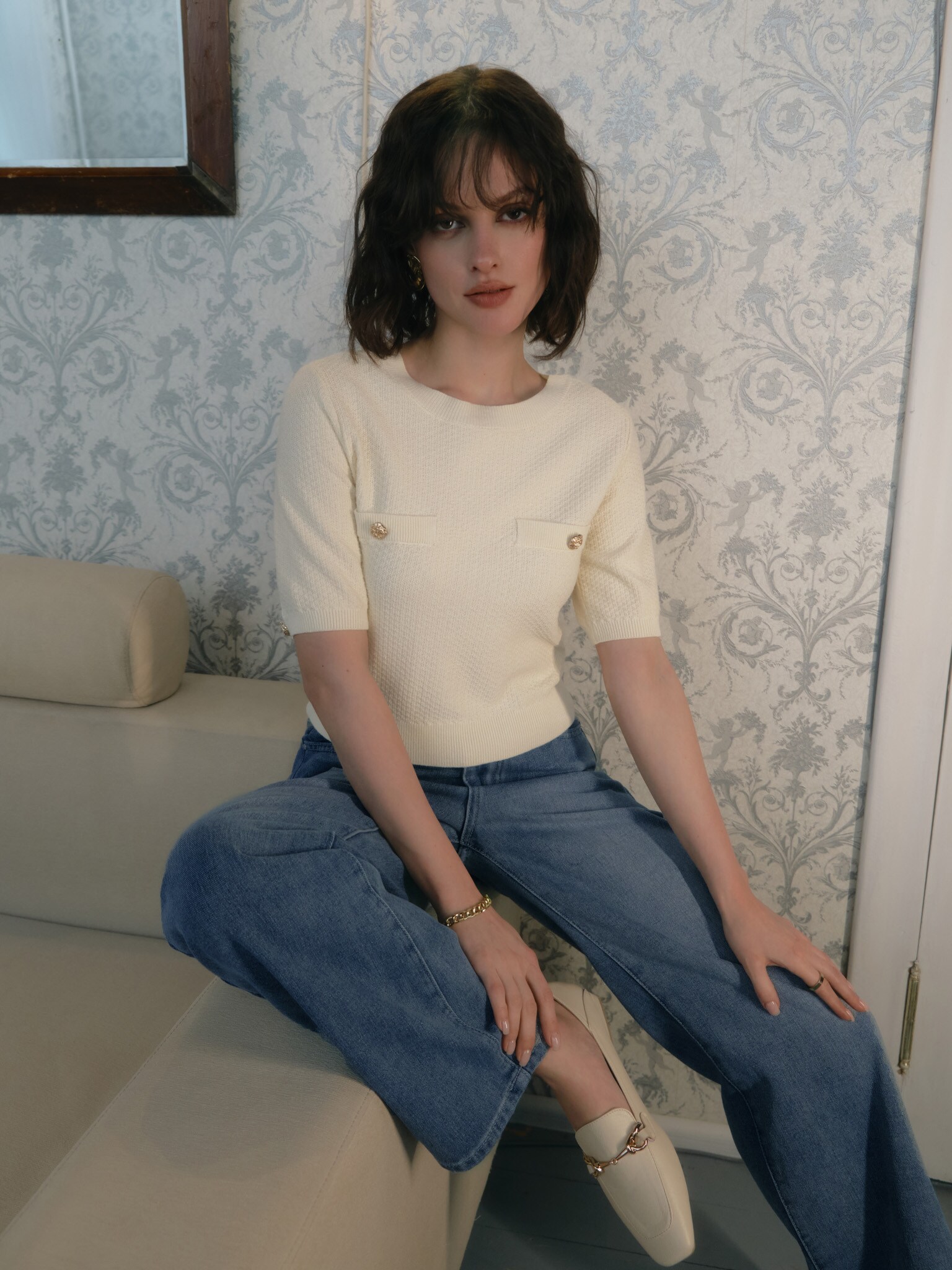 Jersey top with chest pockets