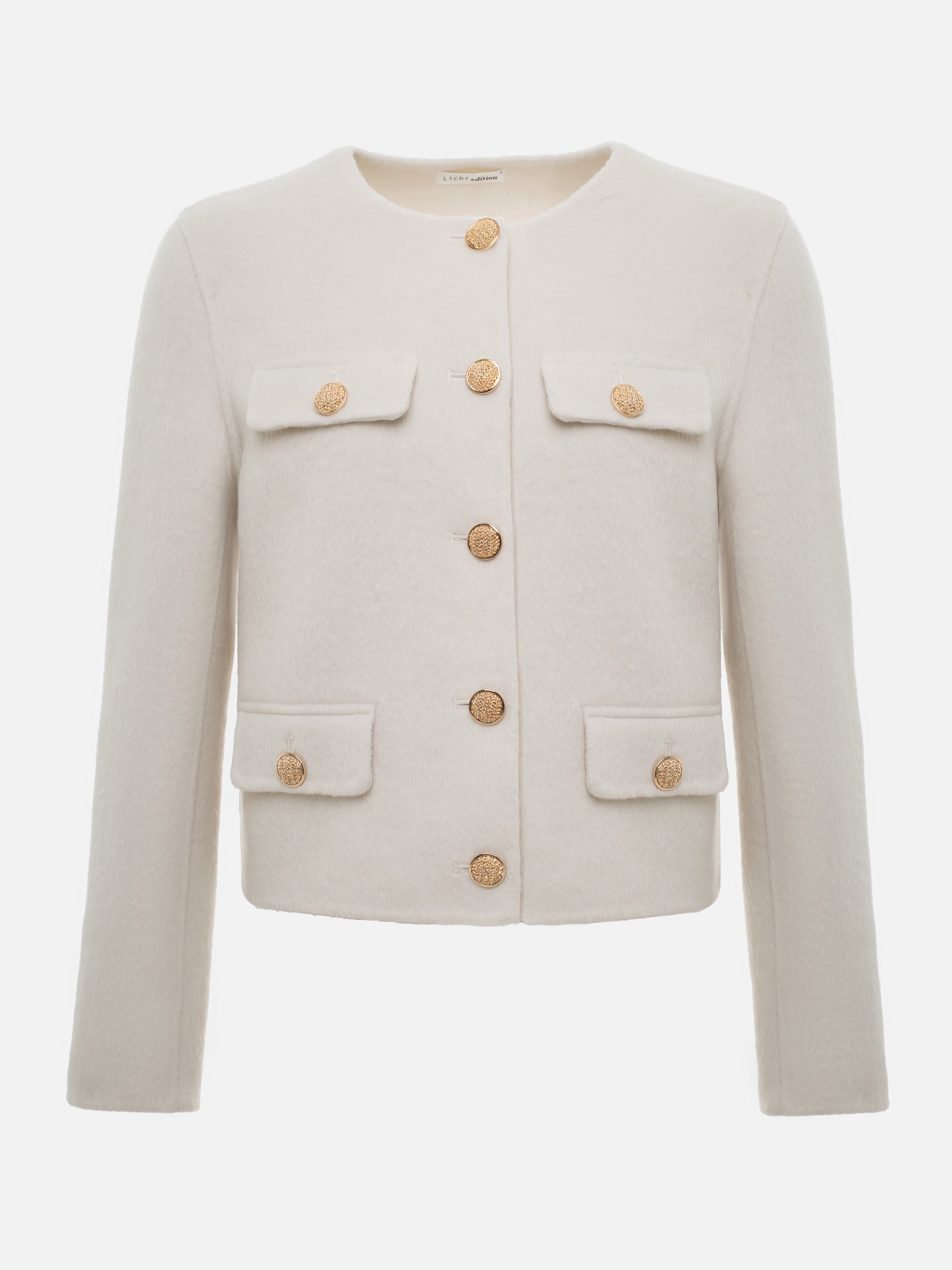 Woollen straight jacket with large buttons