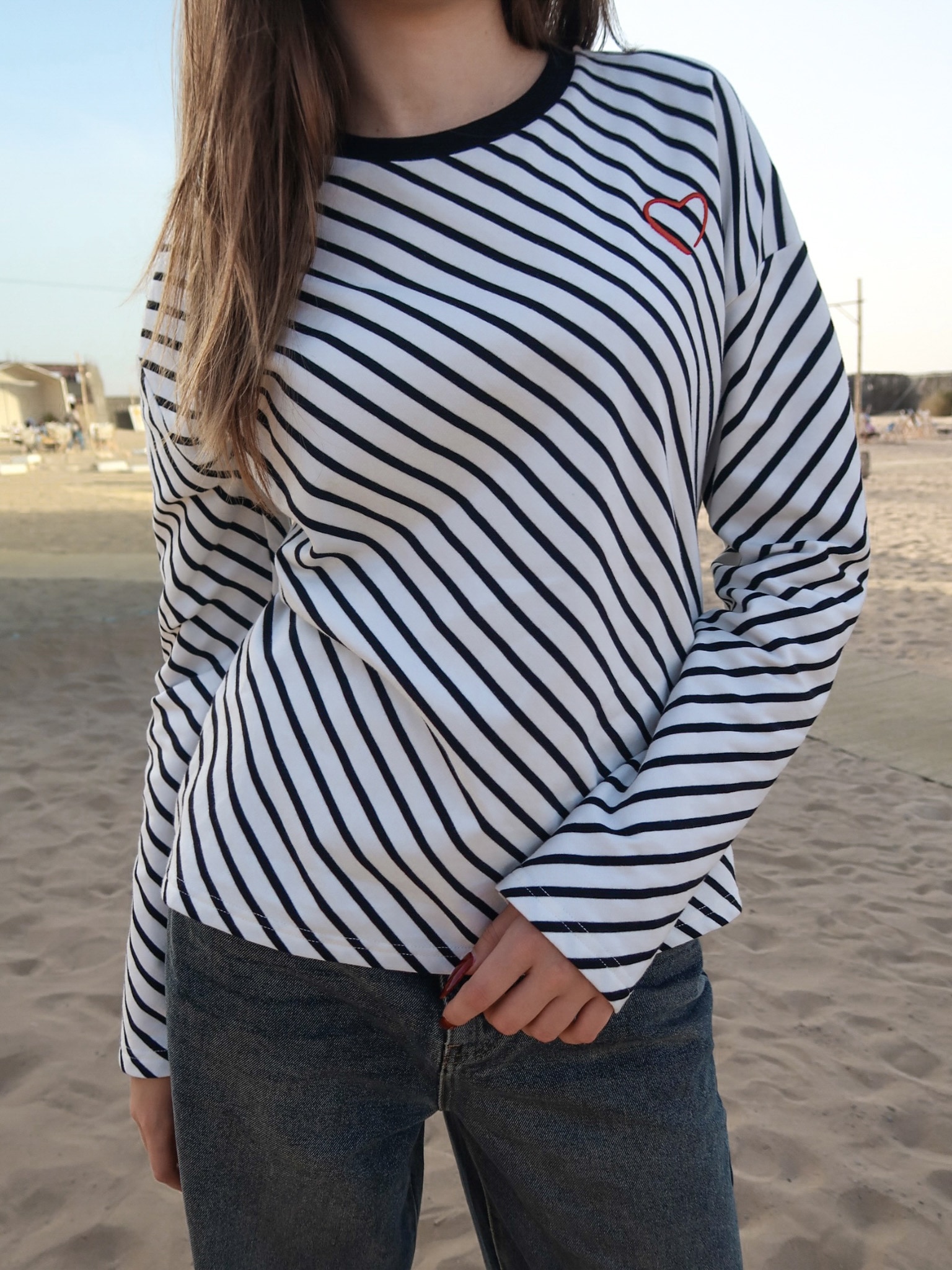 Baggy striped best sale long sleeve shirt