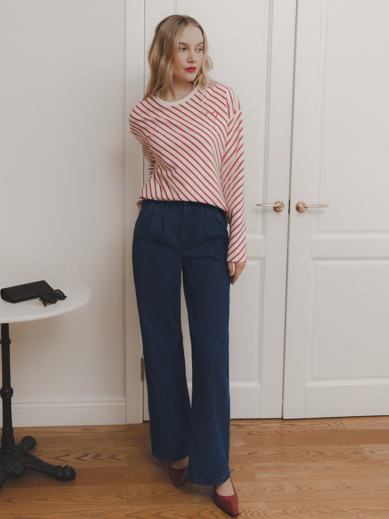 Loose wide stripe cardigan :: LICHI - Online fashion store