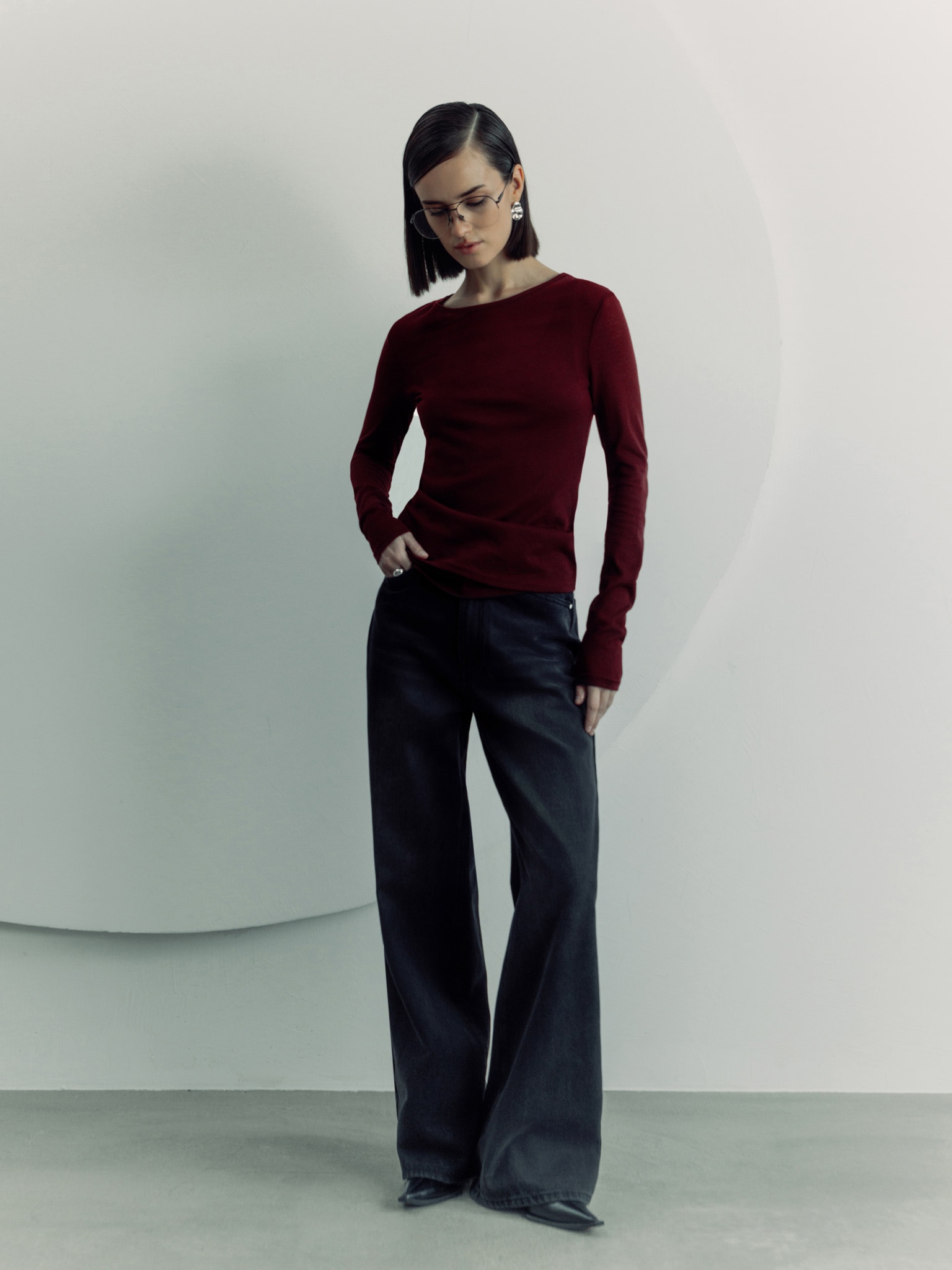 Лонгслив из полупрозрачной ткани с майкой