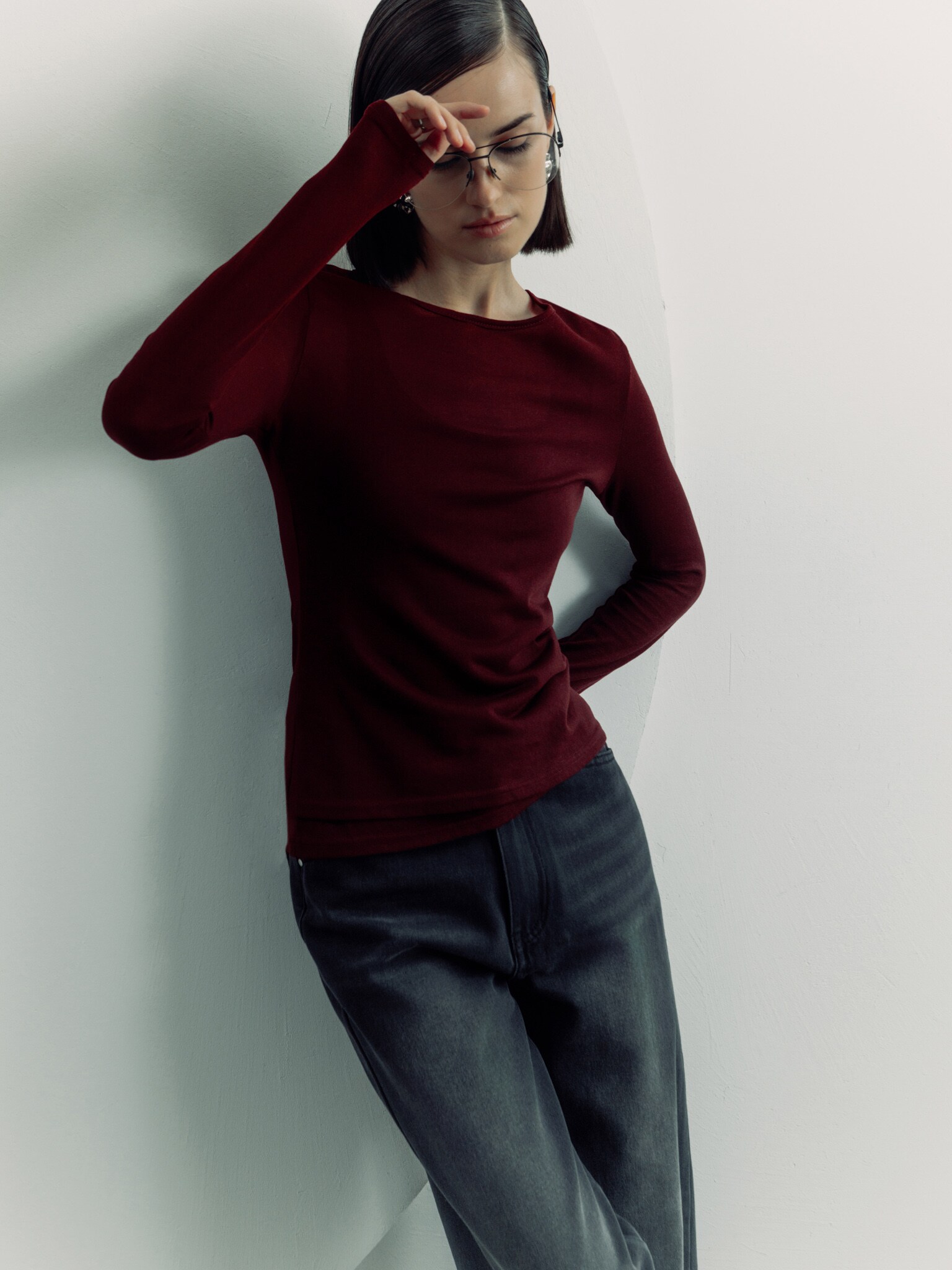 Лонгслив из полупрозрачной ткани с майкой