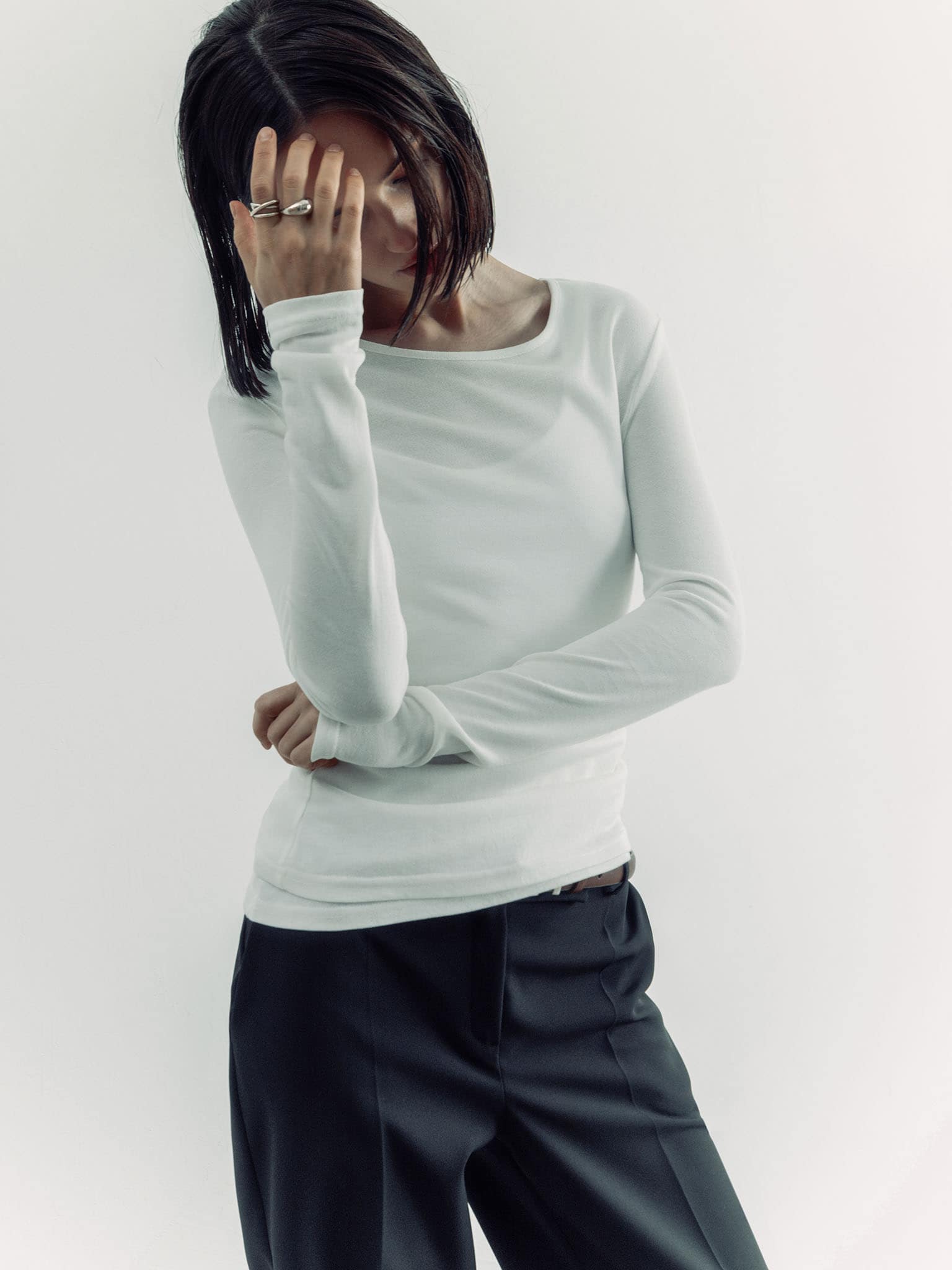 Лонгслив из полупрозрачной ткани с майкой