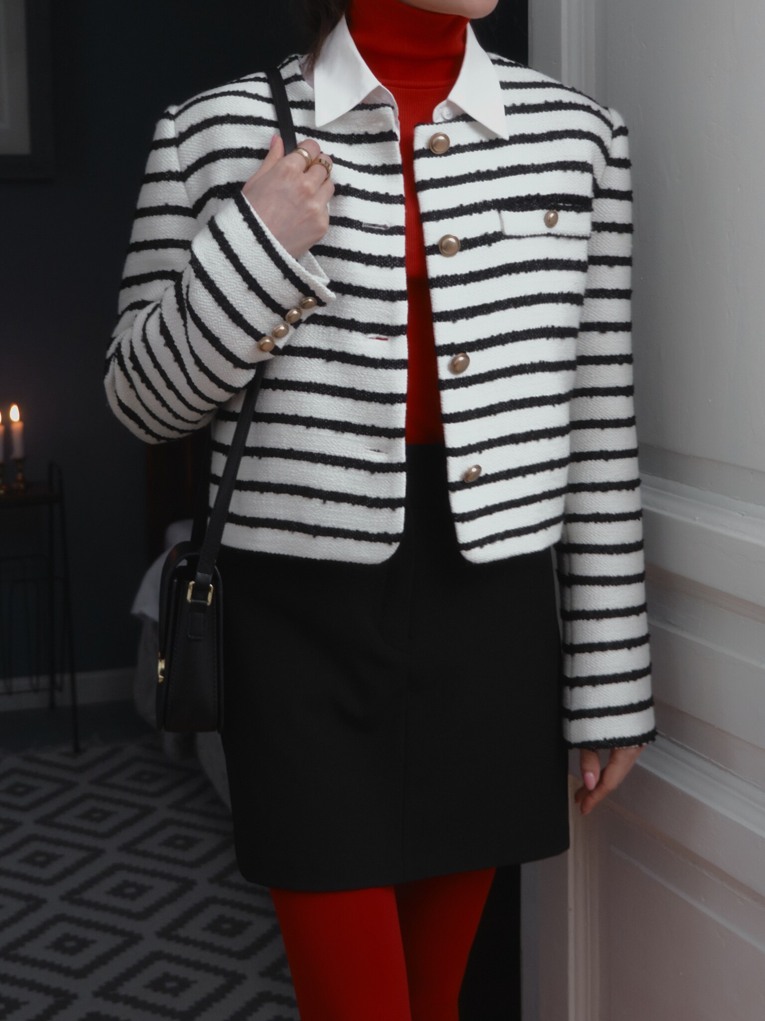 Cropped jacket in small stripes