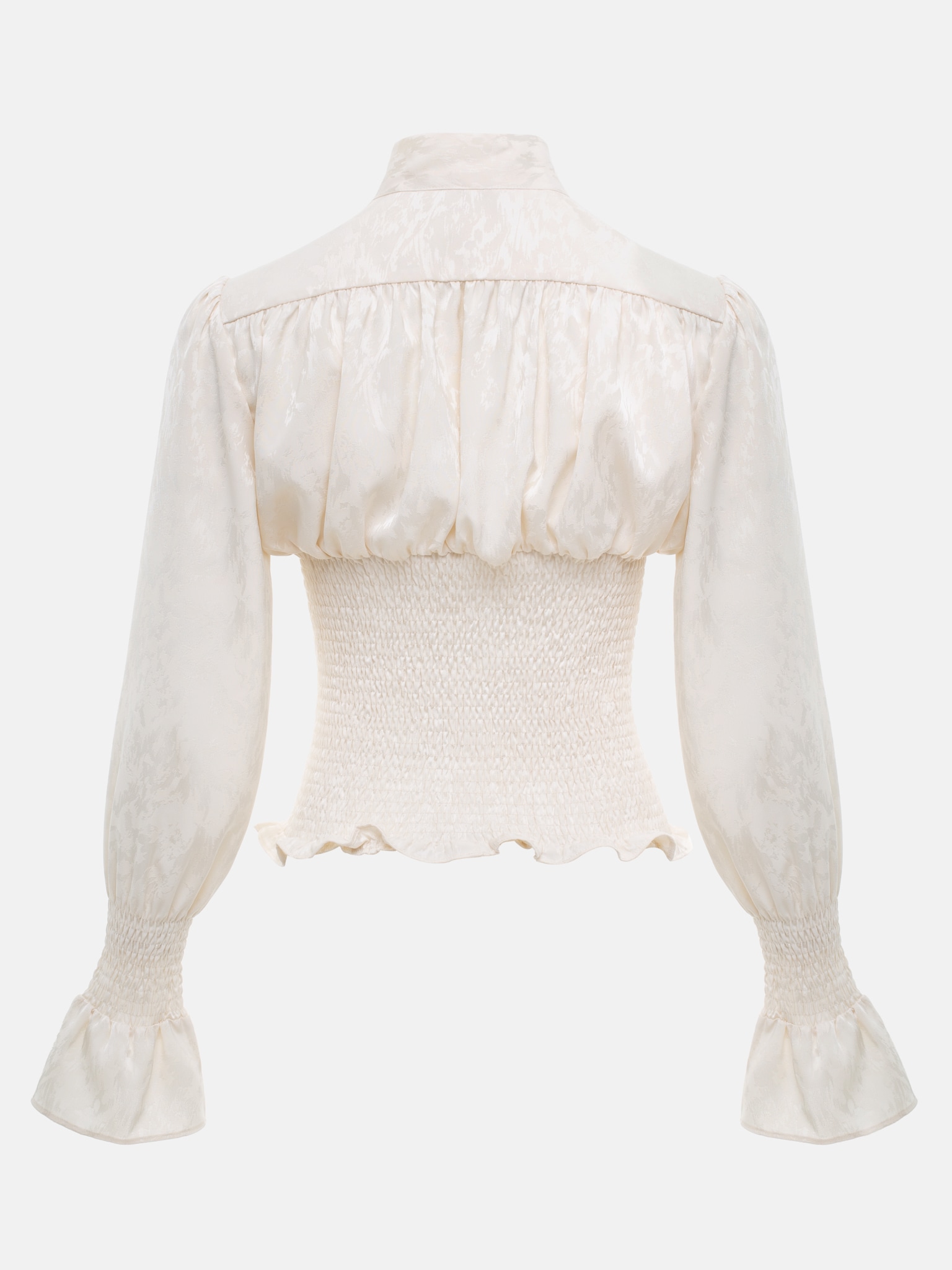 Fitted blouse with a puffy bow on the collar