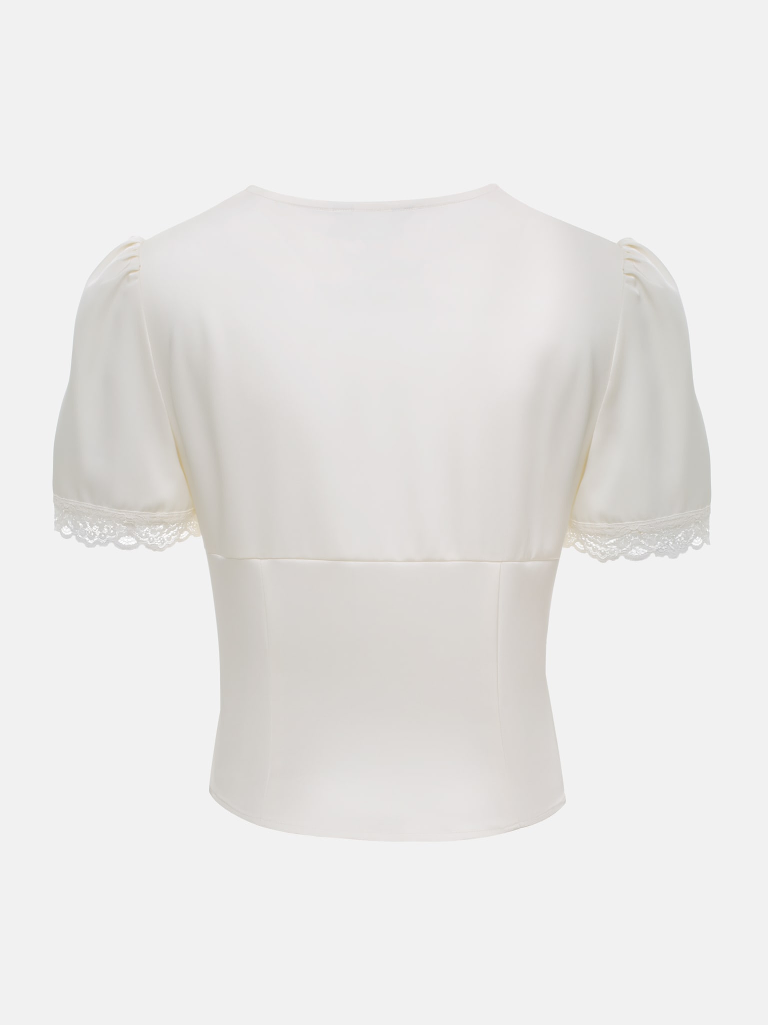 Satin blouse with lace decor