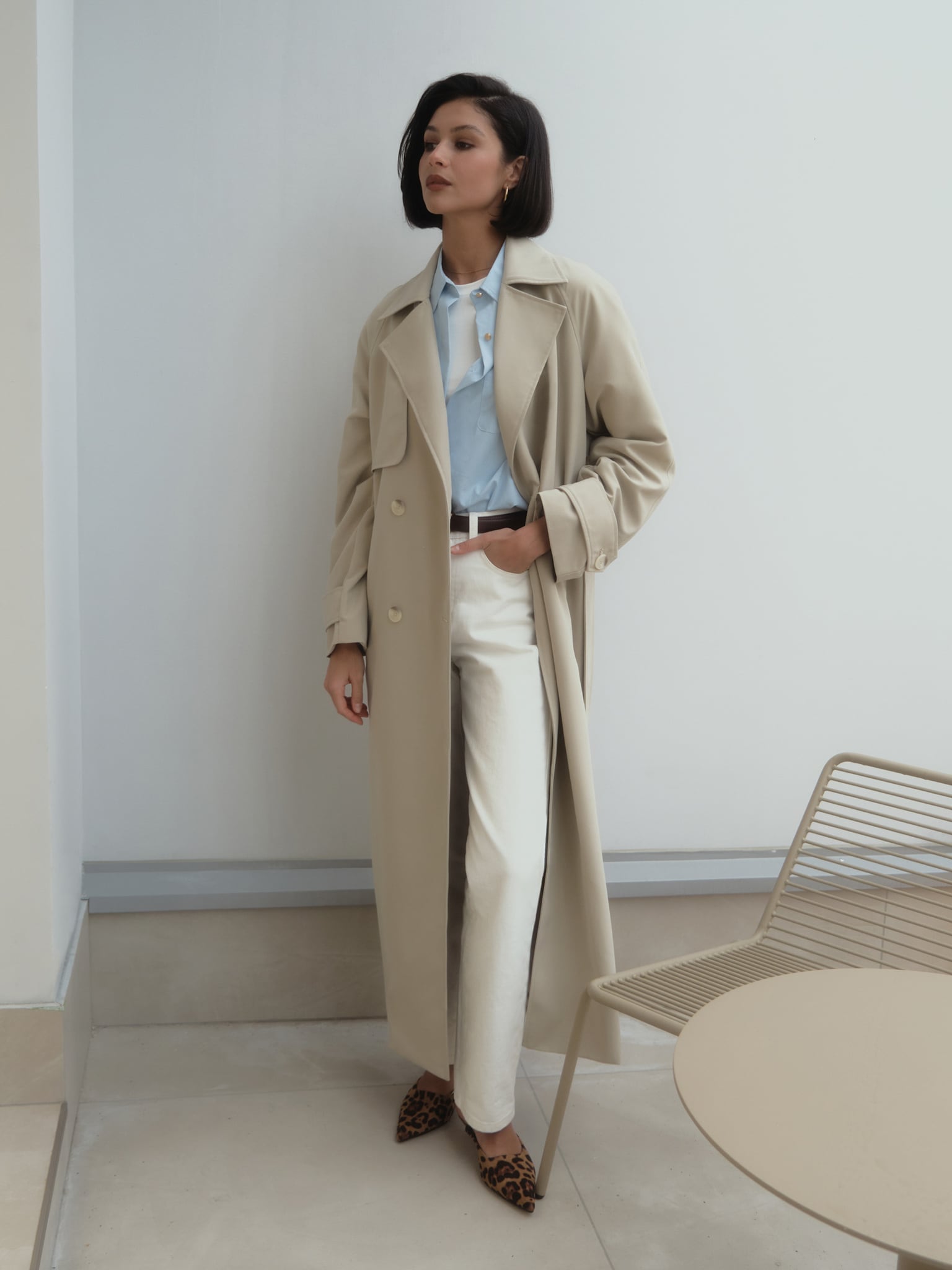 Двубортный тренч макси с поясом в тон :: LICHI - Online fashion store