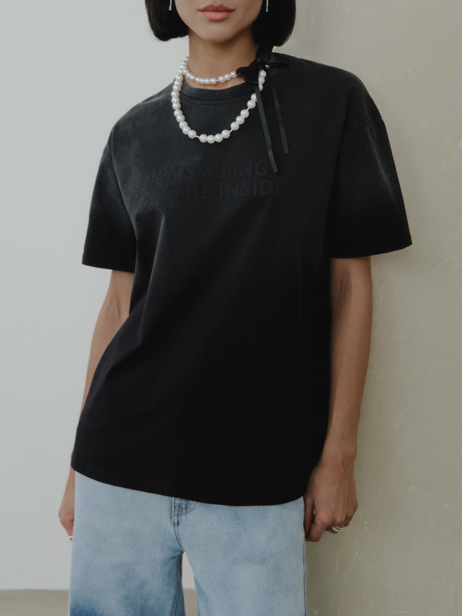 Свободная футболка с принтом