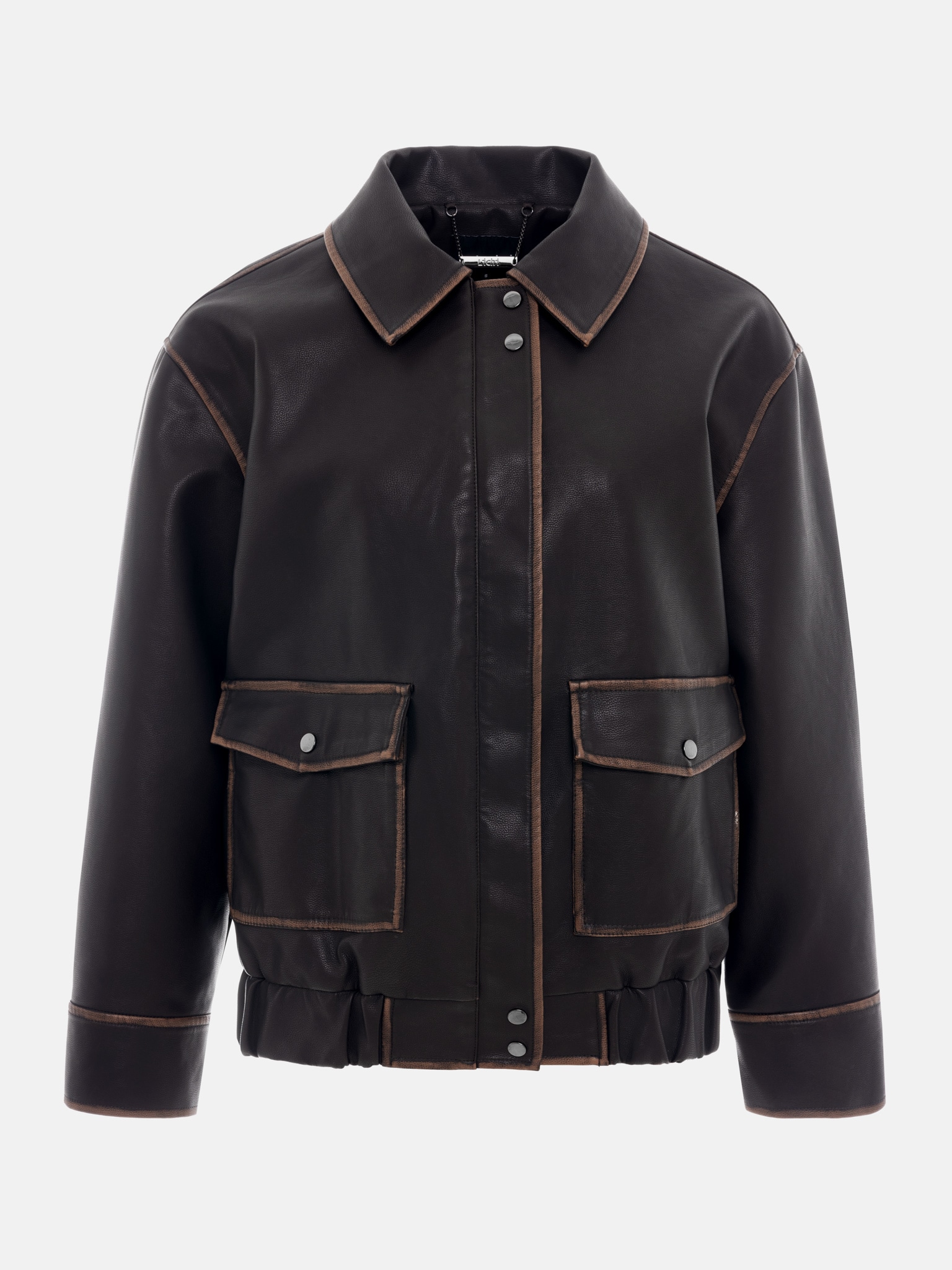 Eco-leather jacket with patch pockets