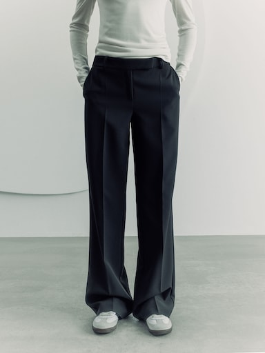 Mid-rise trousers with stitched crease :: LICHI - Online fashion store