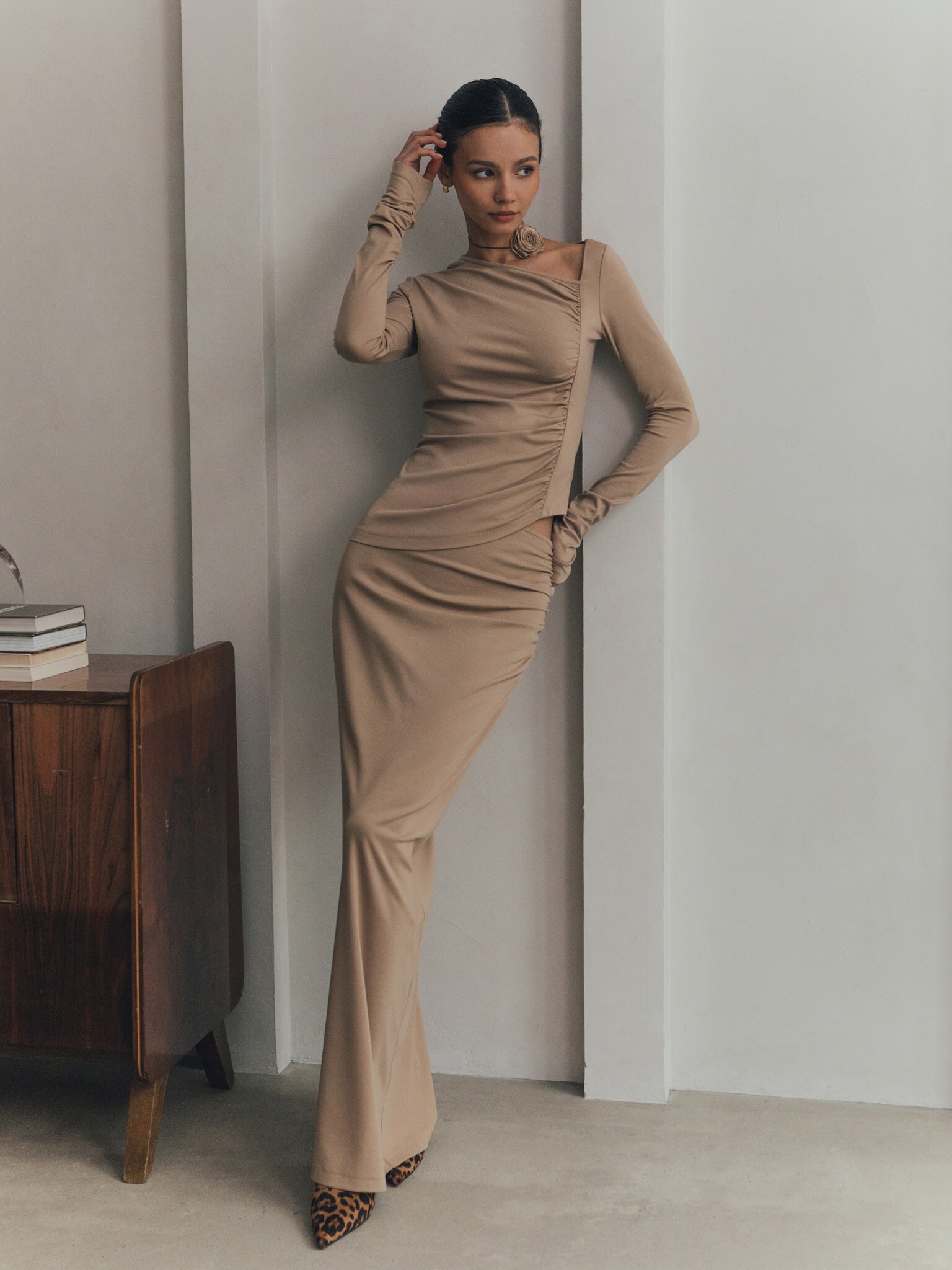 Юбка макси с асимметричной сборкой :: LICHI - Online fashion store