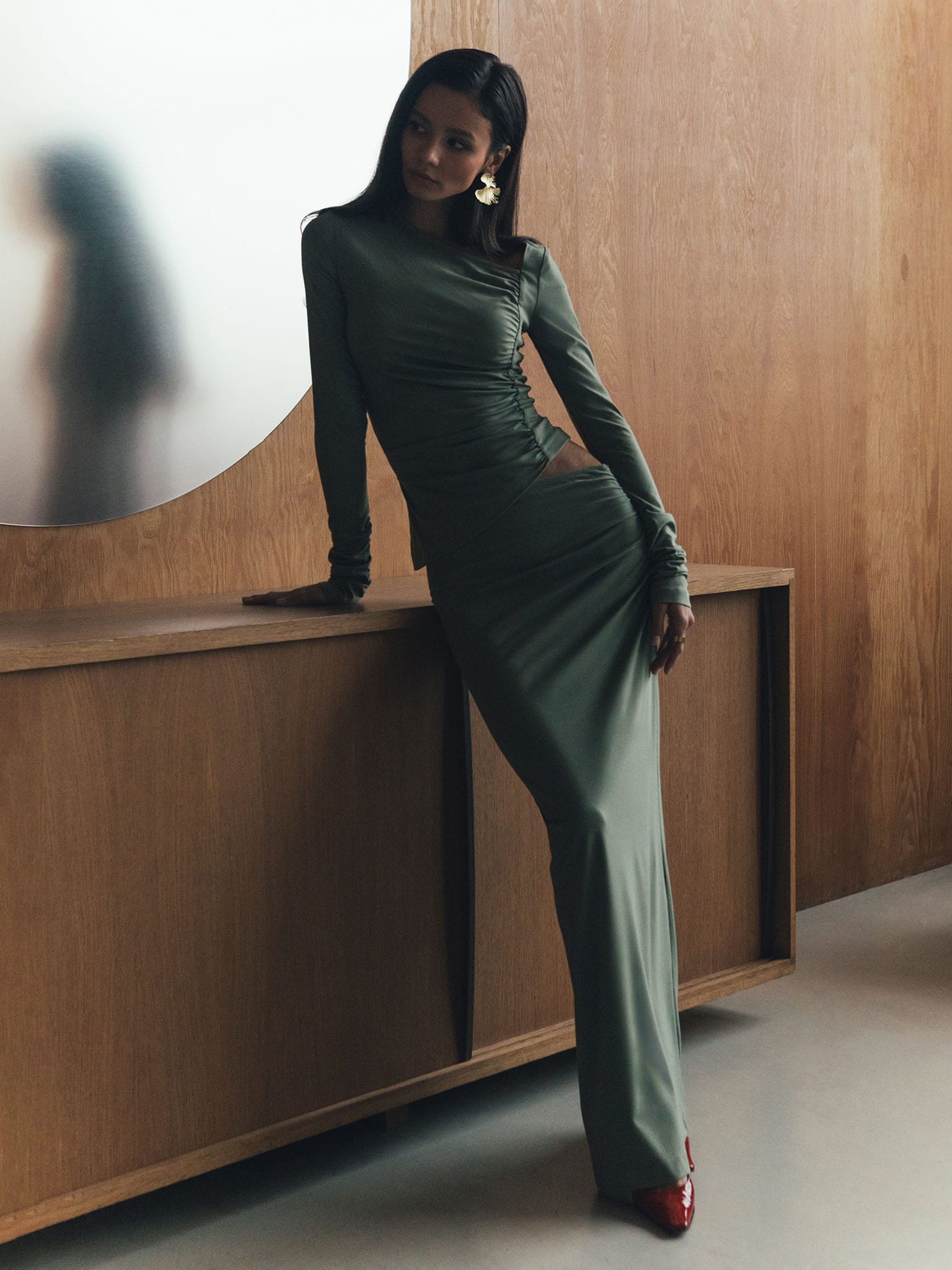 Юбка макси с асимметричной сборкой :: LICHI - Online fashion store