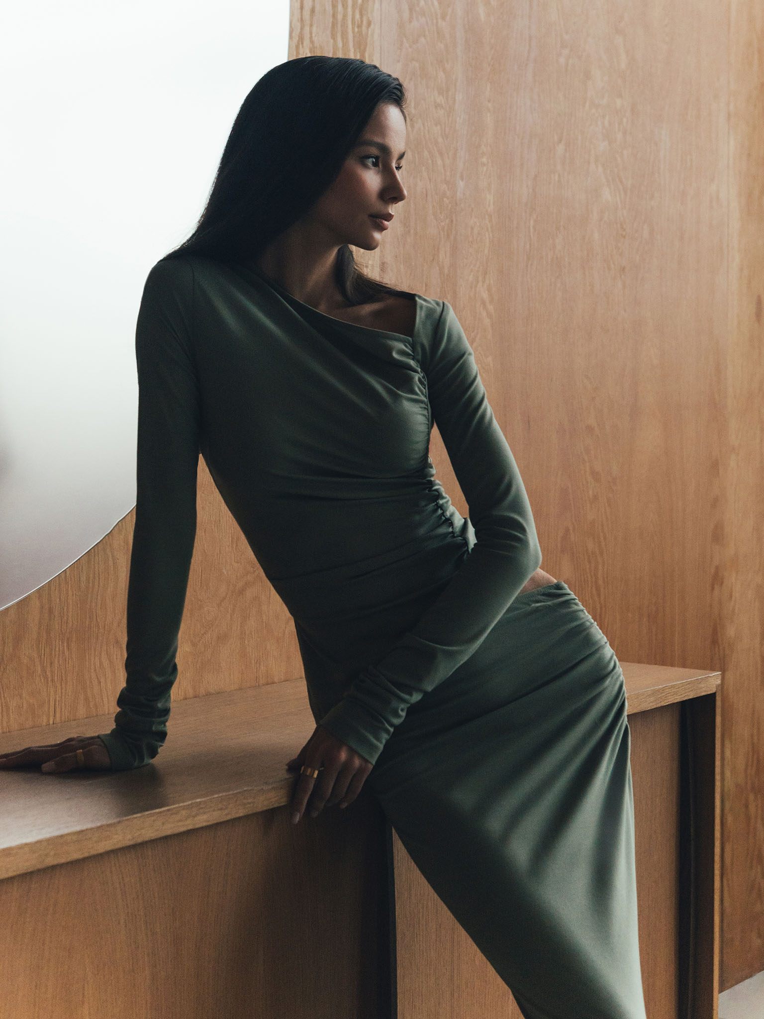 Юбка макси с асимметричной сборкой :: LICHI - Online fashion store