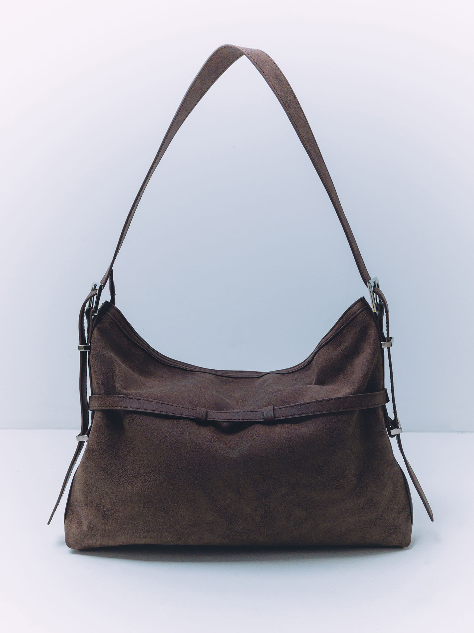 Rectangular eco-leather bag with metal decor