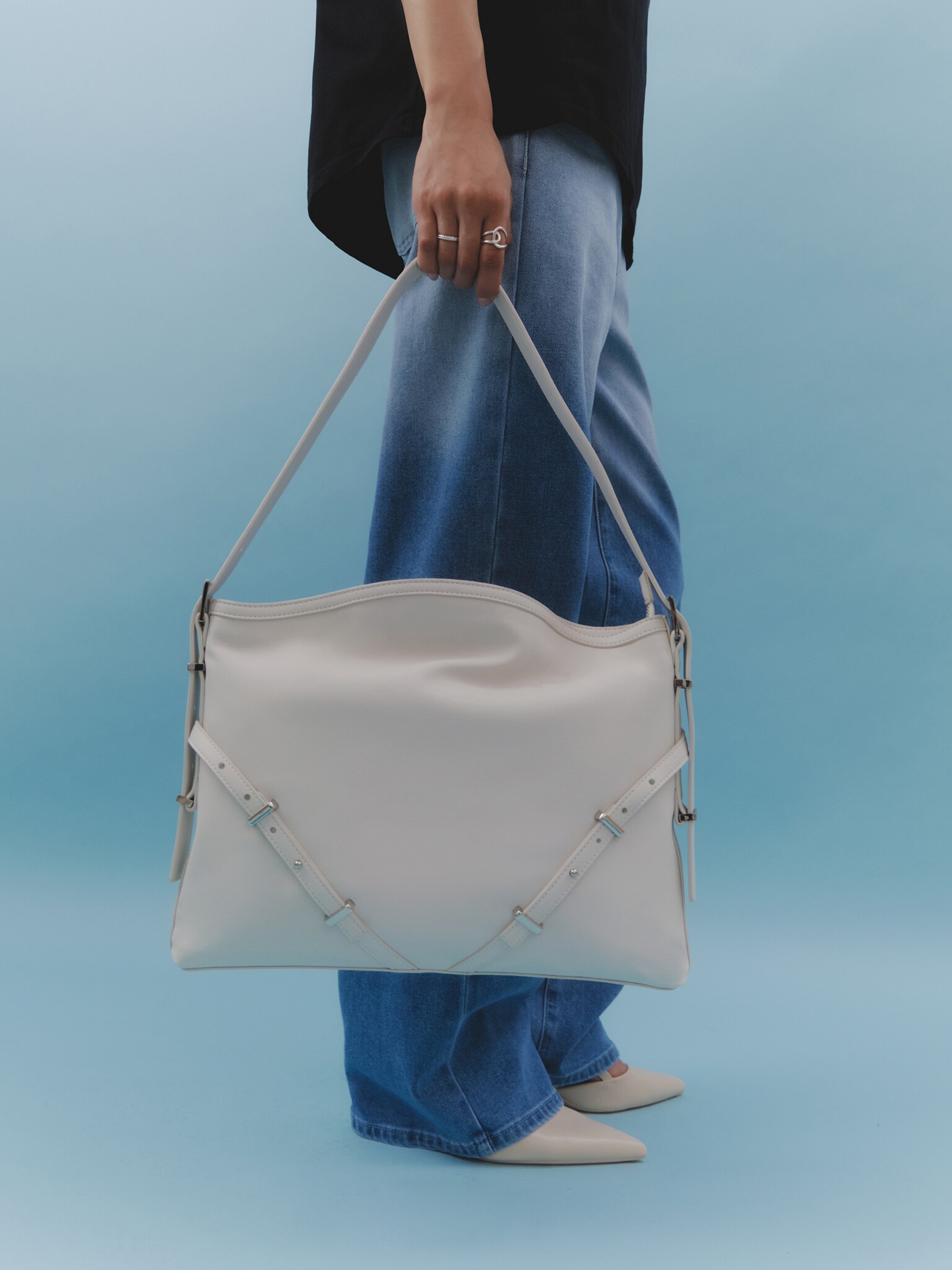 Rectangular eco-leather bag with metal decor :: LICHI - Online fashion ...