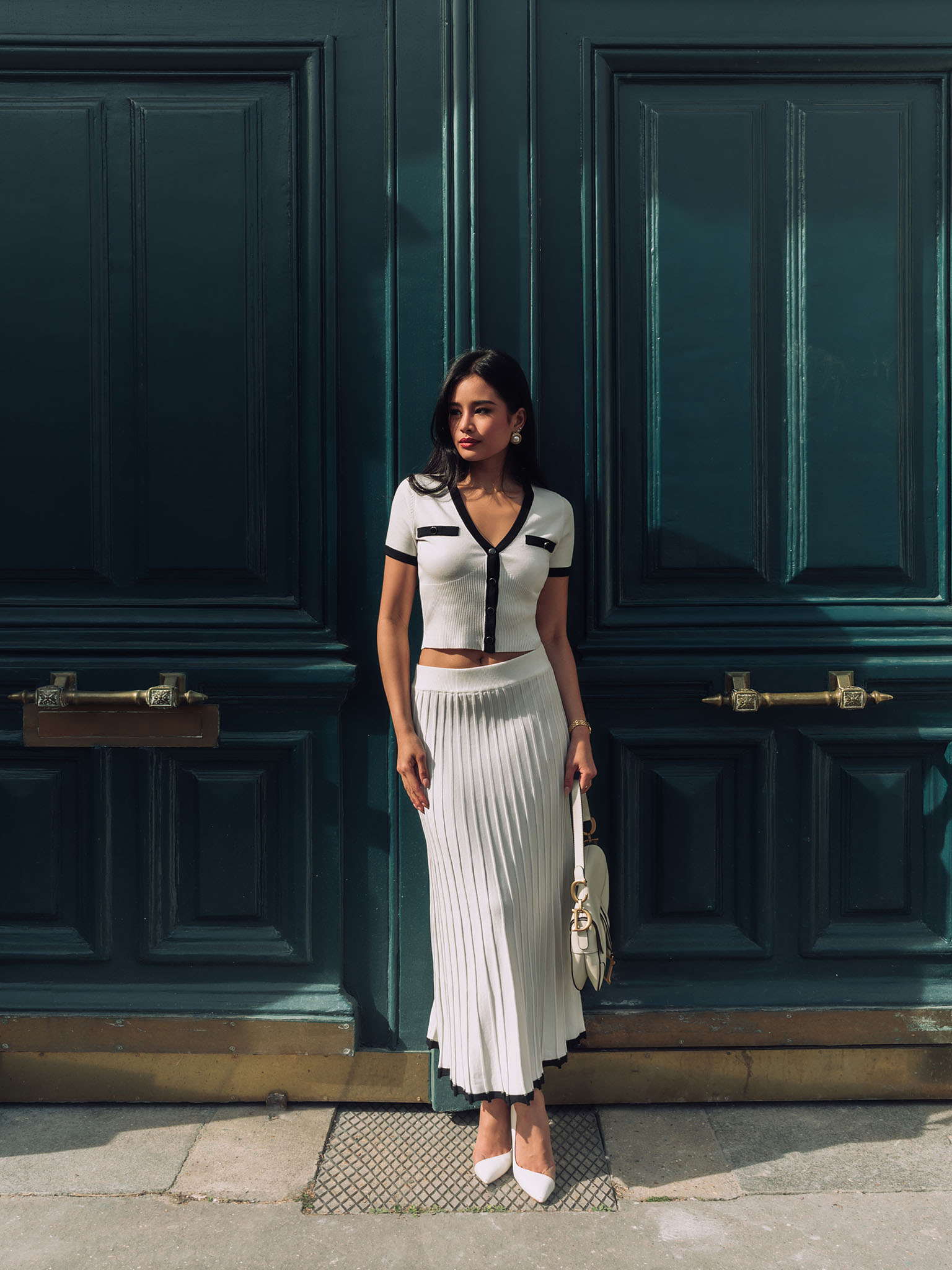 Плиссированная юбка миди из вязаного трикотажа