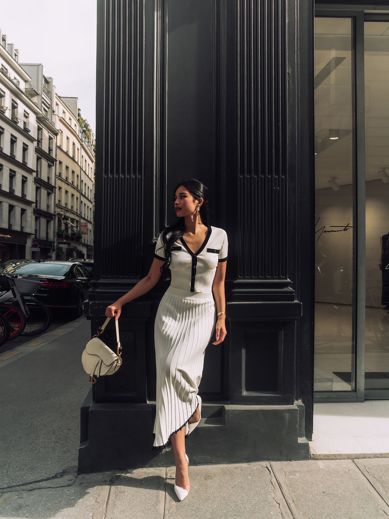 Плиссированная юбка миди из вязаного трикотажа