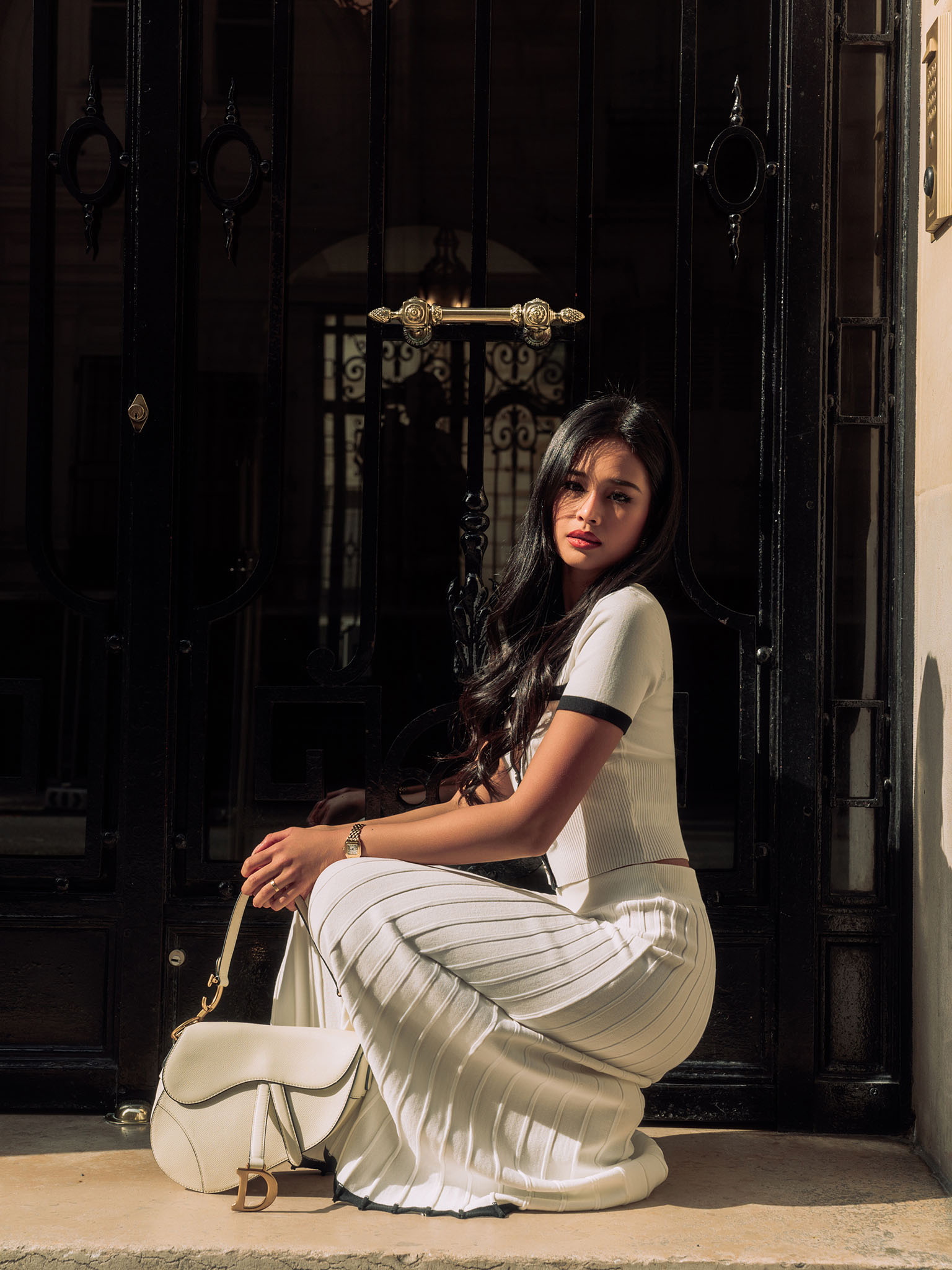 Плиссированная юбка миди из вязаного трикотажа