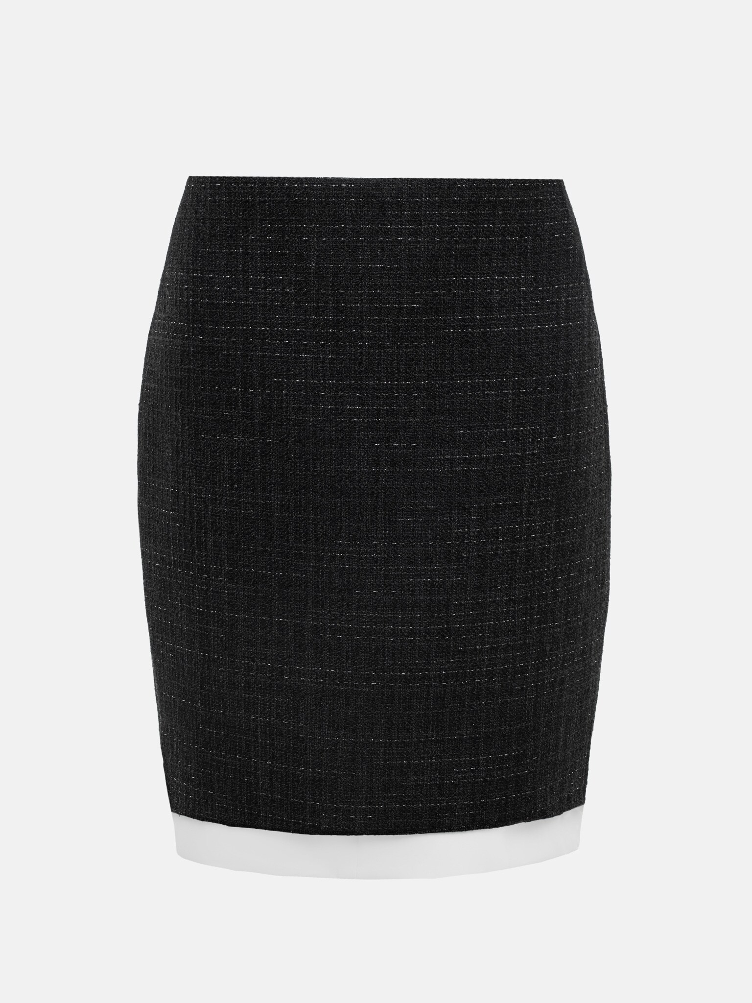 Tweed mini skirt with contrasting insert :: LICHI - Online fashion store