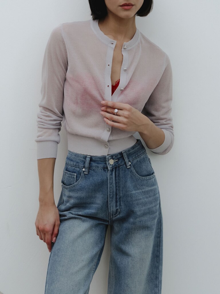 Semi-transparent top with small stripes :: LICHI - Online fashion store