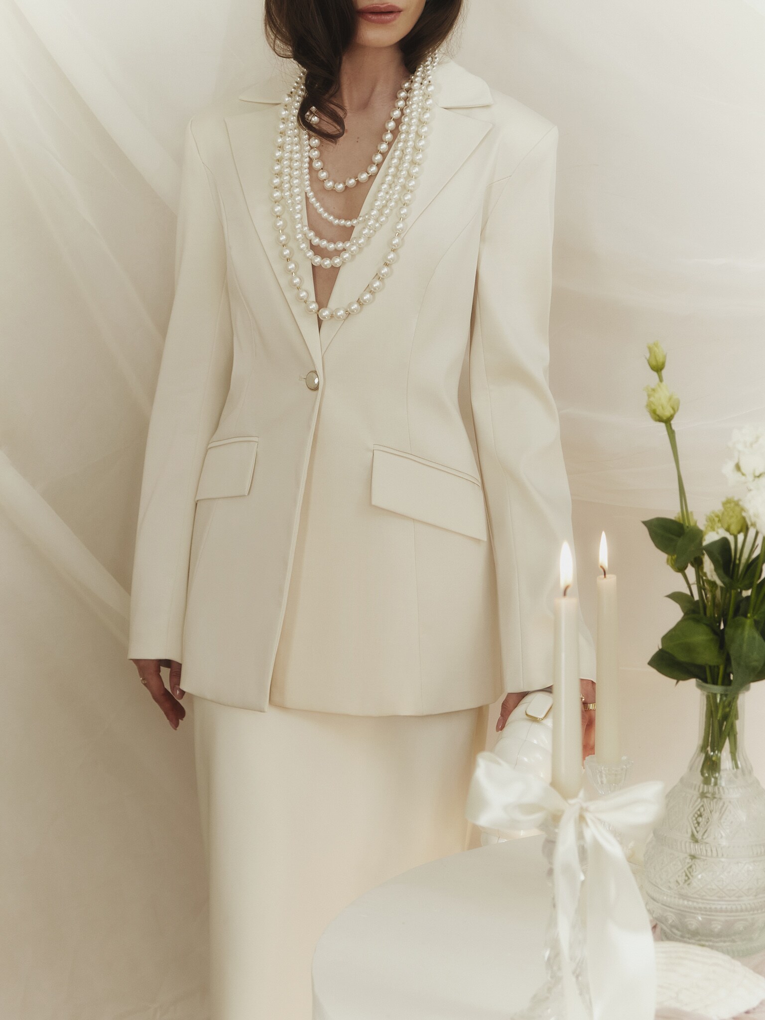 Прямой однобортный жакет с перламутровыми пуговицами :: LICHI - Online ...